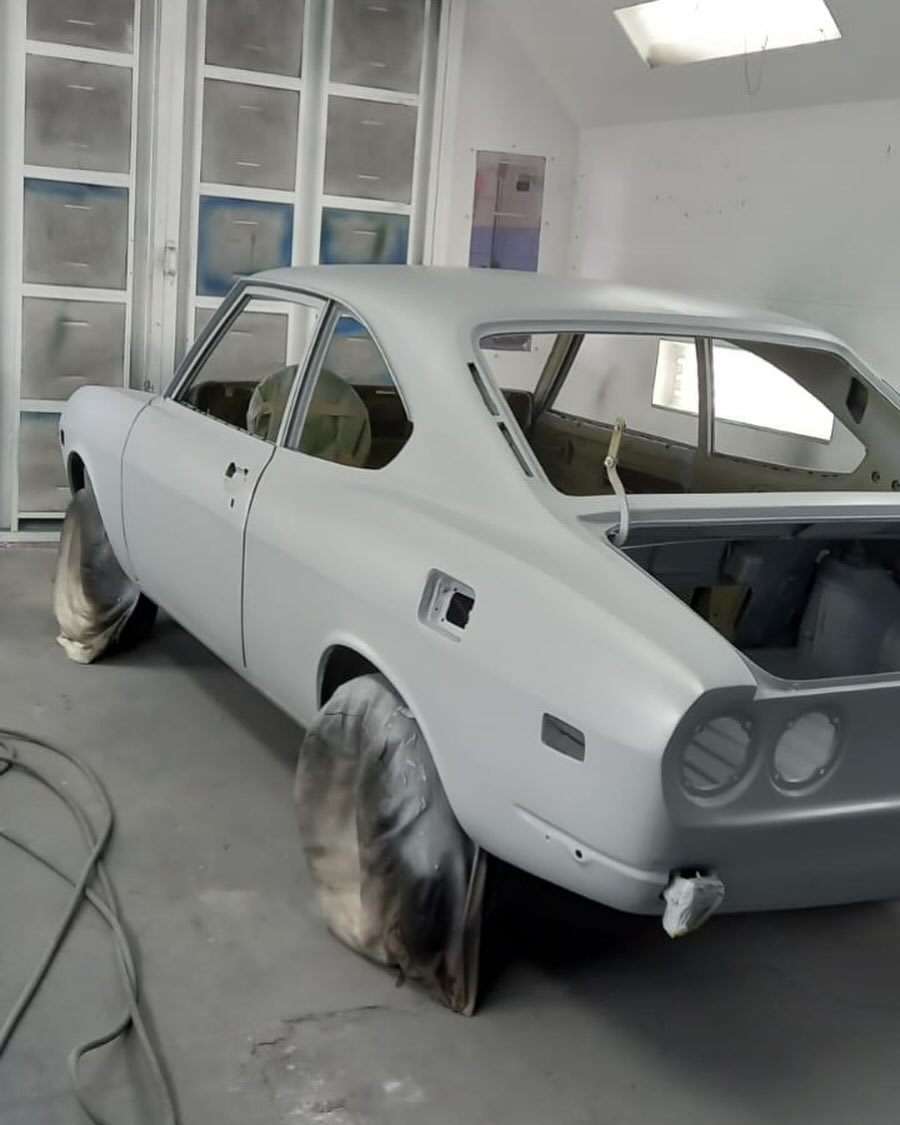 Customer wanted car repaired and primed  So we did large amount metal work and primer it so they could prepare for the next step #1972mazdarx2