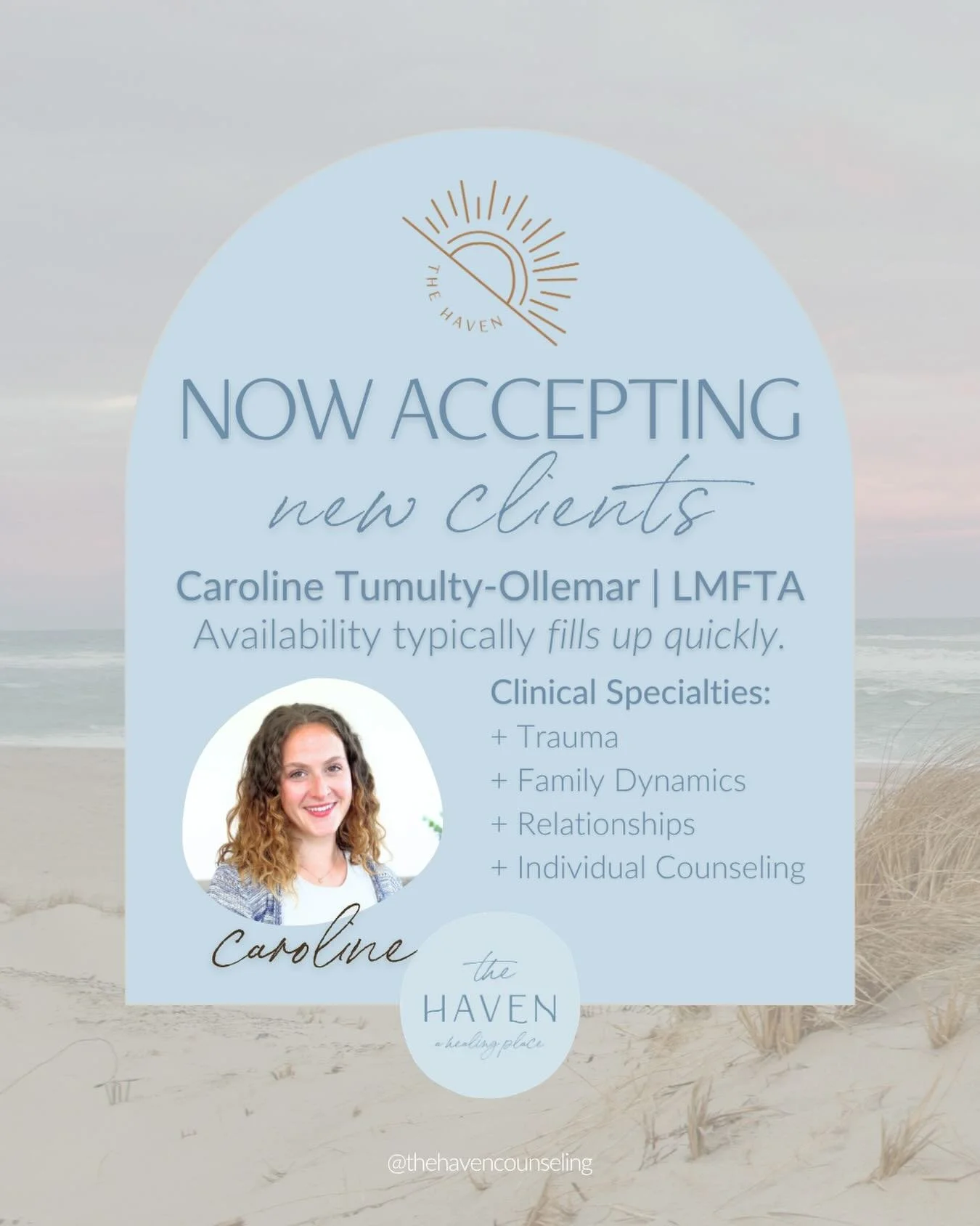 Caroline walks alongside clients through the hard, the messy, and the meaningful parts of healing &mdash; and right now she is accepting new clients! 

✨If you have been thinking about starting therapy, now might be the time to start. Give us a call 