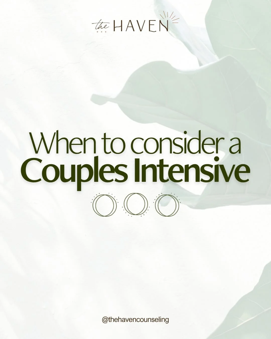 Not sure where to start? Feeling stuck in couples work?

A couples intensive can help you gain clarity, build a foundation for next steps, and start making meaningful progress &mdash; faster.

Not everything has to be figured out right away&mdash; bu