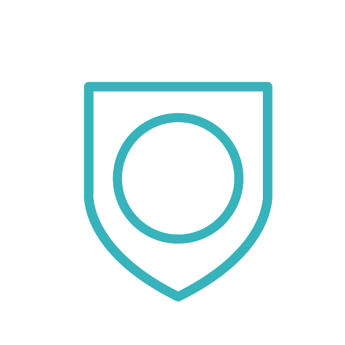 Icon of a shield with a plus sign in the center, surrounded by small plus and circle symbols, representing protection or security.