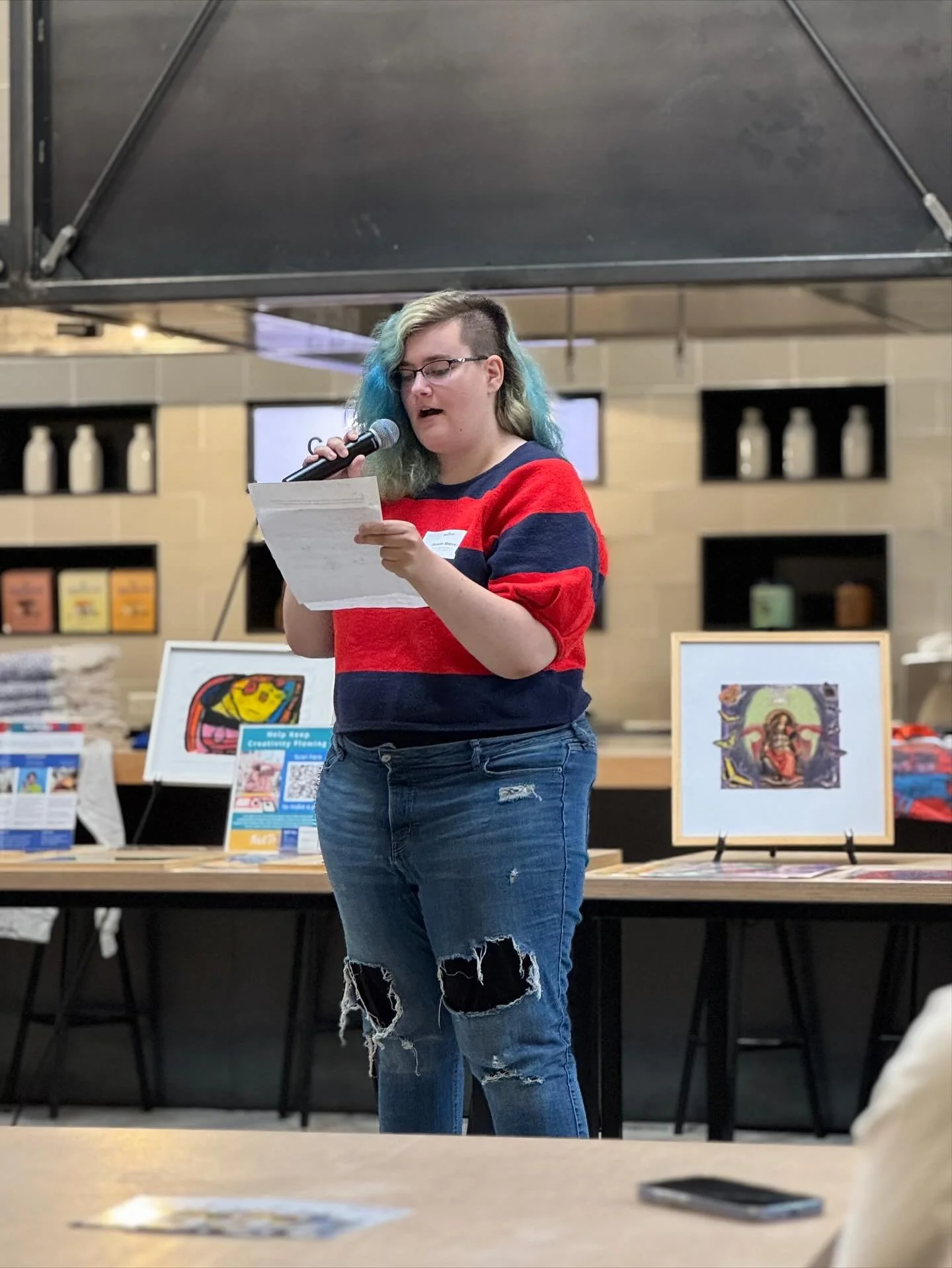 A huge thank you to @tillamook for inviting North Pole Studio to share about our work at the Tillamook Outpost in honor of Disability Employment Awareness Month! NPS Artists Max LaZebnik and Ocean Stever both gave beautiful speeches about their art p