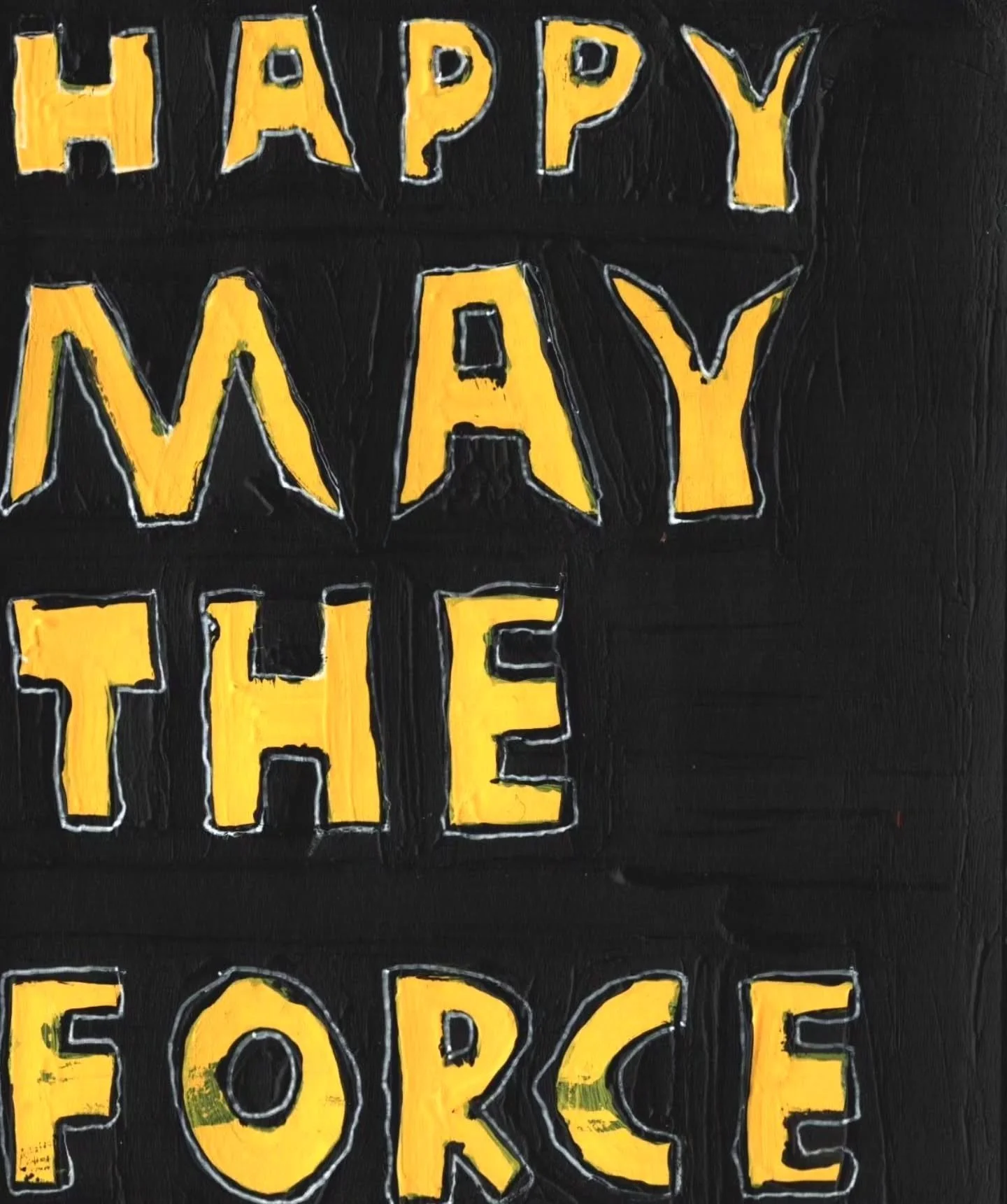 Happy May 4th from North Pole Studio! Every day in
the studio our artists are creating work that is OUT 9F THIS WORLD! Check out these Star Wars themed pieces by artist Aaron Cunningham.

Image 1: Happy May the Force by Aaron Cunningham 
Image 2: Sit