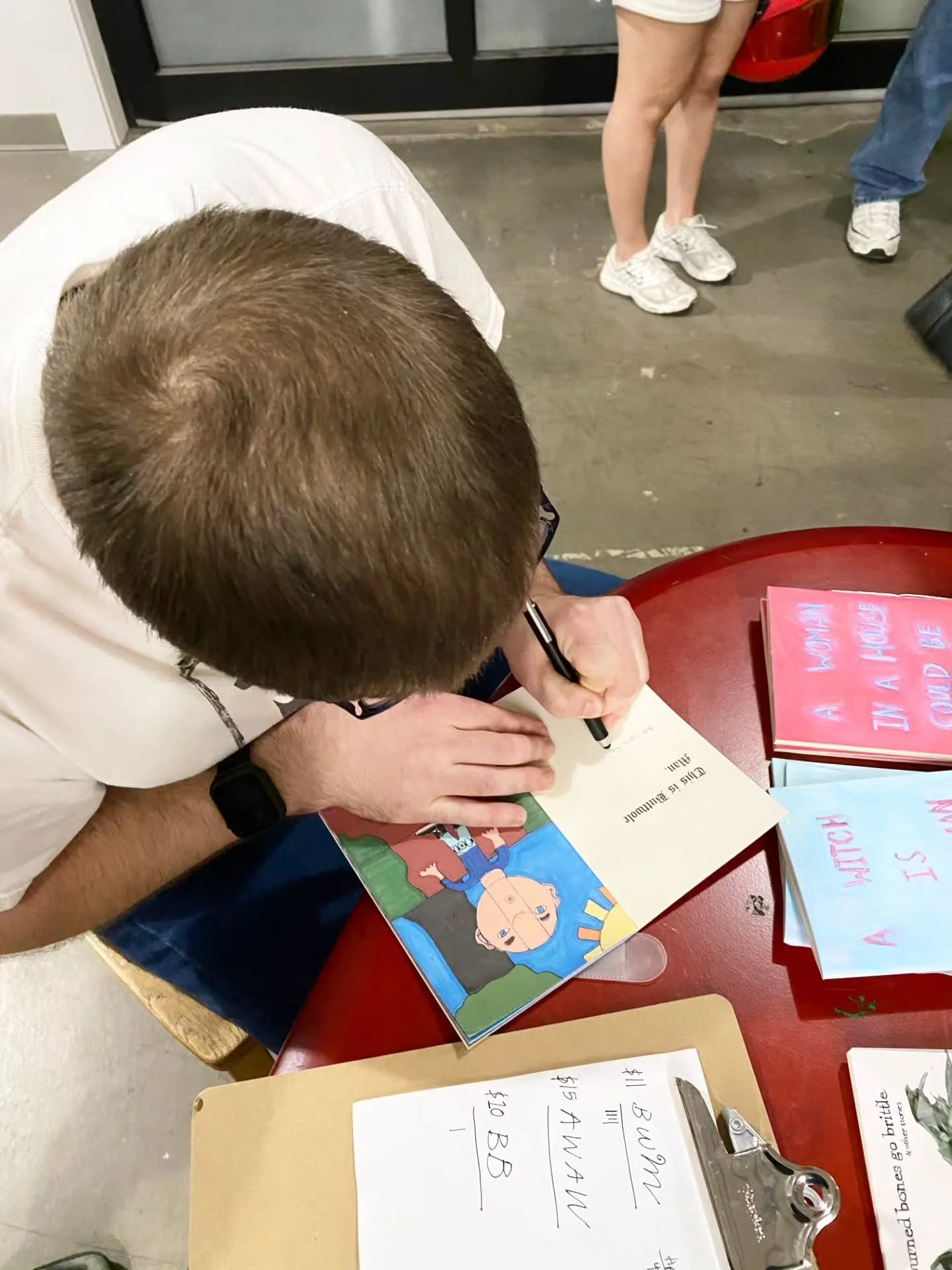 Congratulations, Aaron, for becoming an officially published author! Big thanks to our friends at @&zwnj;elbow.room.pdx sharing your gallery space with us for the release and a reading of Aaron's new book: The Adventures of the Amazing Buttwole Man!
