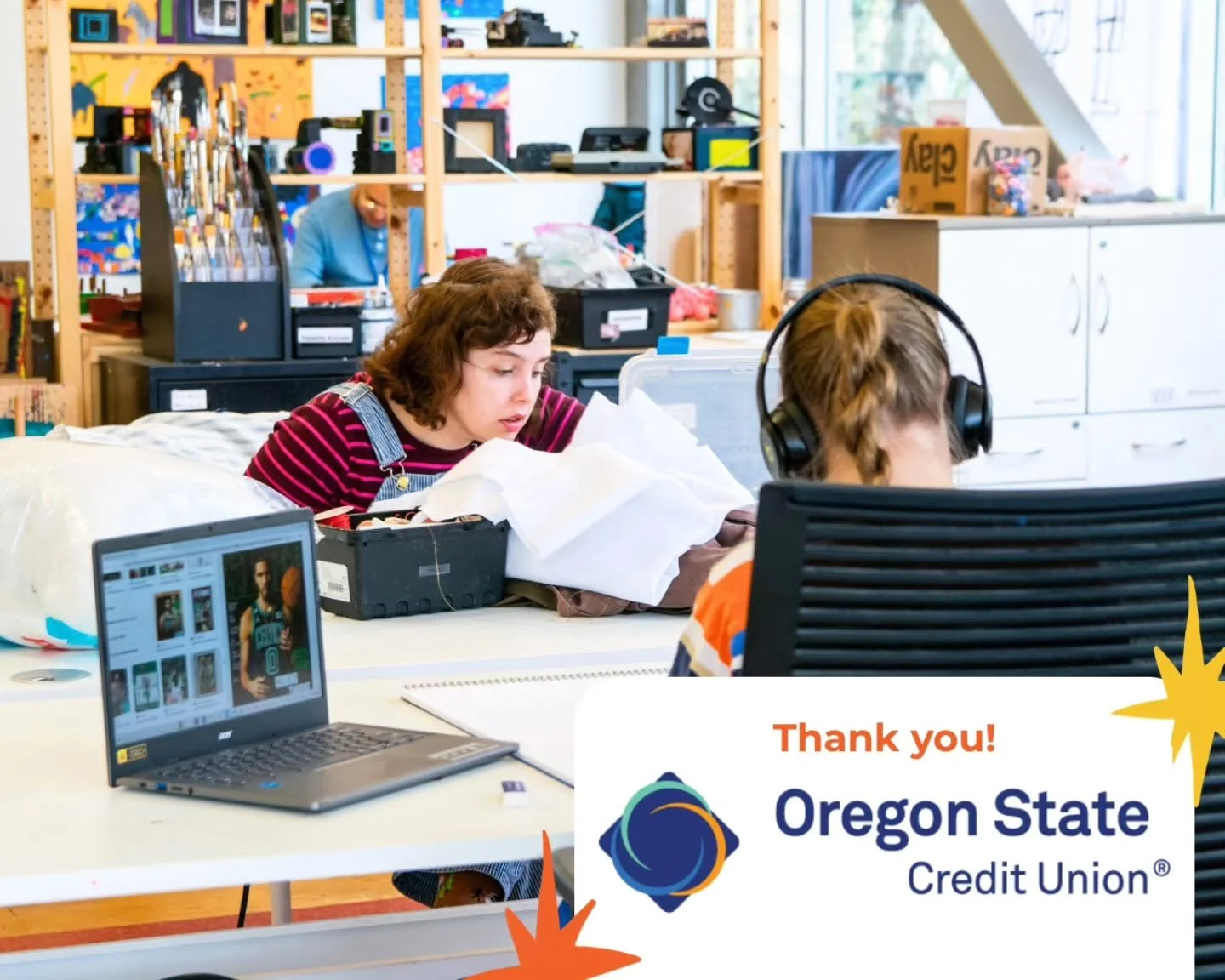 Thanks to Oregon State Credit Union and an anonymous donor, your support of the Scholarship Campaign will be matched dollar for dollar this month until $7,500 in matching funds is reached.

Today, one-third of studio artists and nearly half of class 