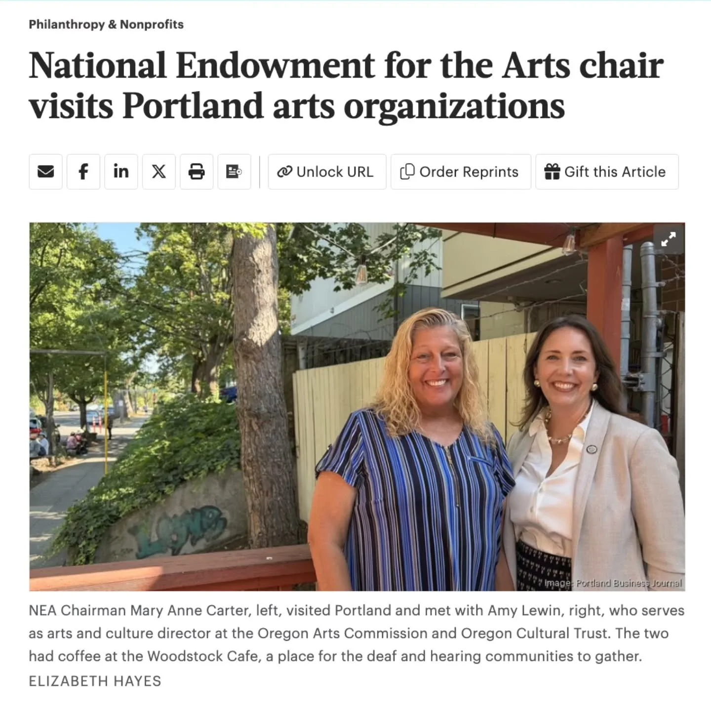 We were excited to see North Pole Studio featured in the Portland Business Journal&rsquo;s coverage of National Endowment for the Arts Chairman Mary Anne Carter&rsquo;s visit to Portland and the importance of public investment in Oregon&rsquo;s arts 