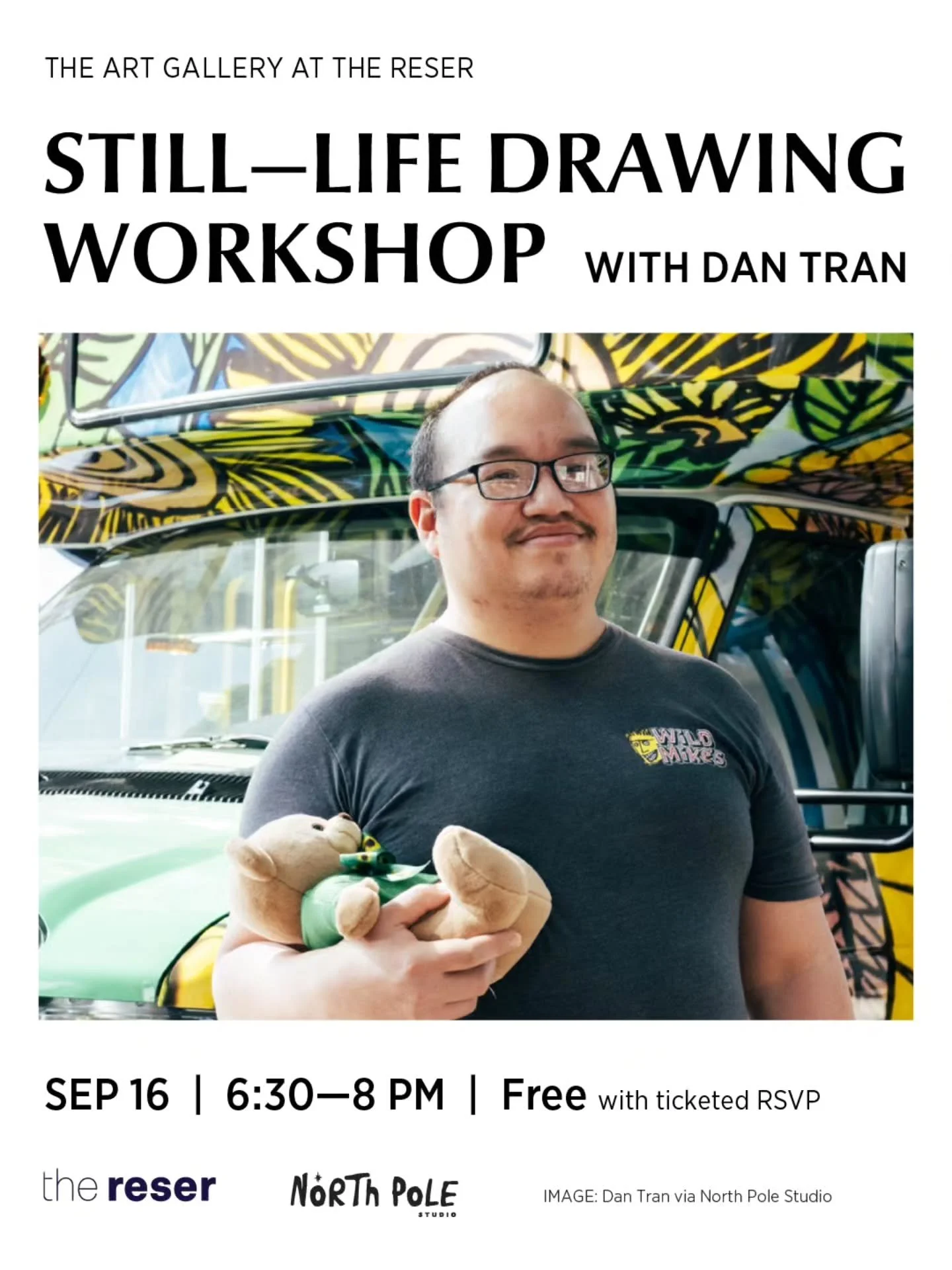 This month, we're thrilled to offer two special public programs at The Reser in conjunction with We Are All Brothers. 

While most North Pole Studio classes are designed exclusively for artists in our programs, these events are open to everyone. Join