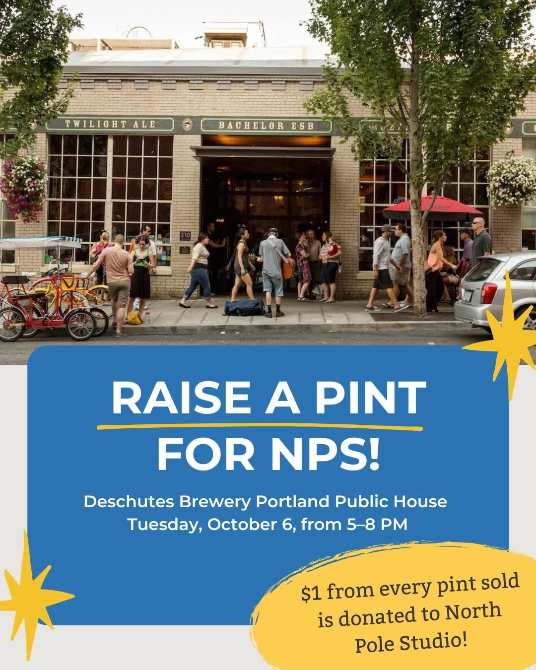 Join us on Tuesday, October 6th, from 5&ndash;8 PM for a special North Pole Studio night at the pub! Stop by to say hello, learn more about NPS, and connect with our community.

During the month of October North Pole Studio is partnering with Deschut