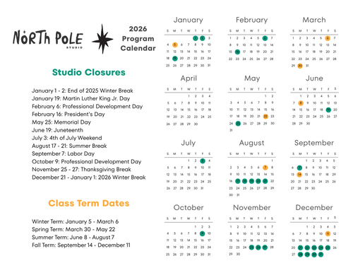 Program Calendar — North Pole Studio