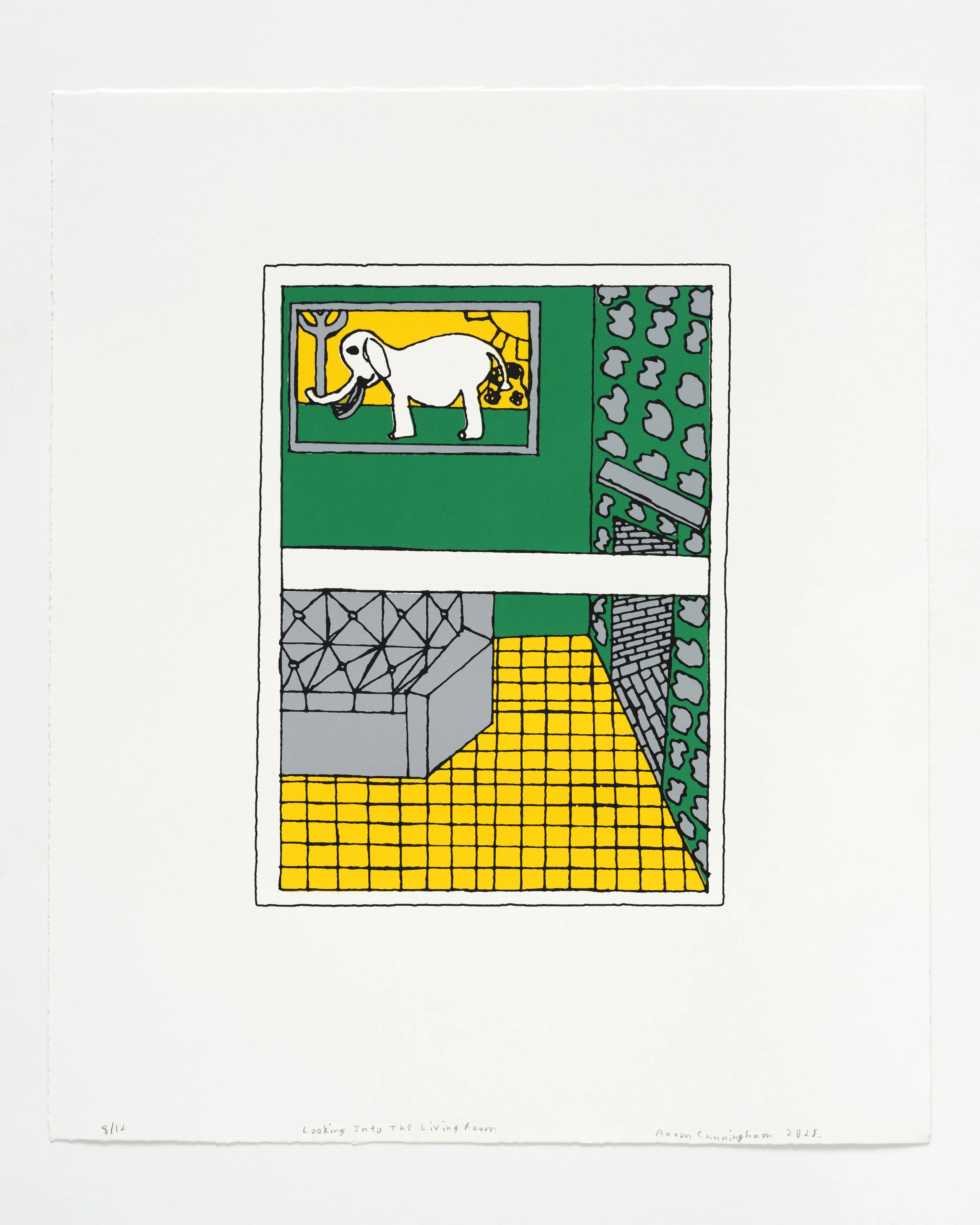 Looking into the Living Room Screenprint by Aaron Cunningham