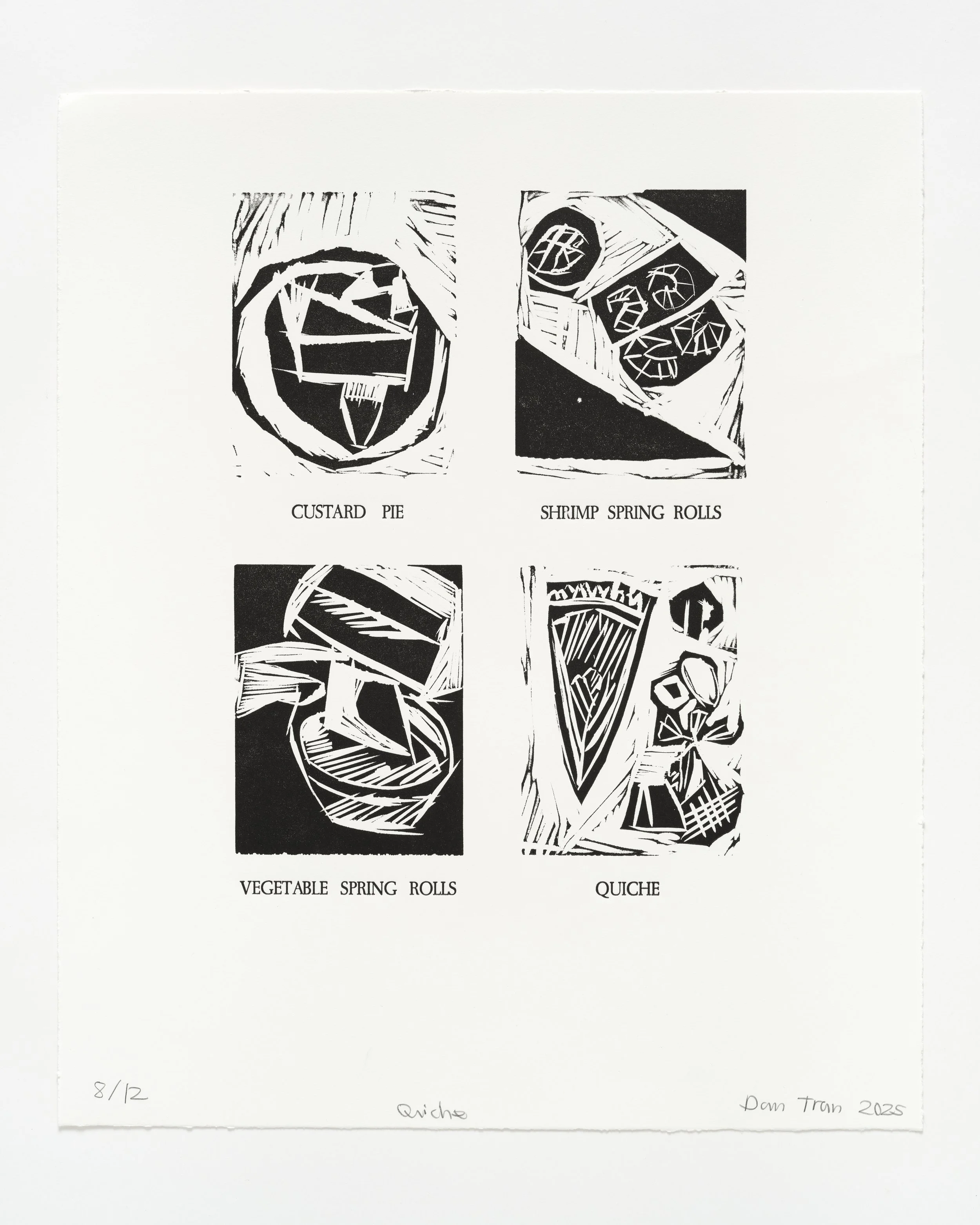 Quiche Linocut + Letterpress by Dan Tran