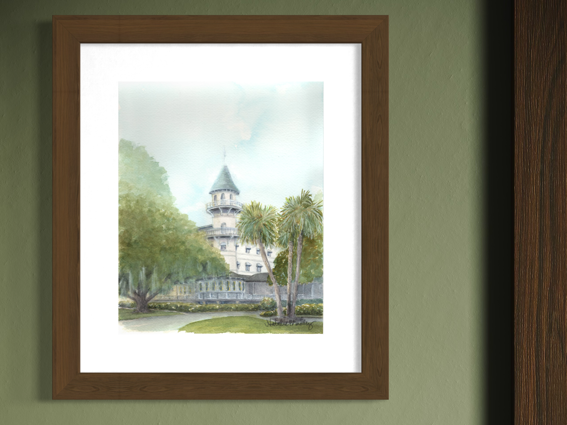 Watercolor painting of Jekyll Island Club Resort on Jekyll Island, Georgia Natalie Bradley.png