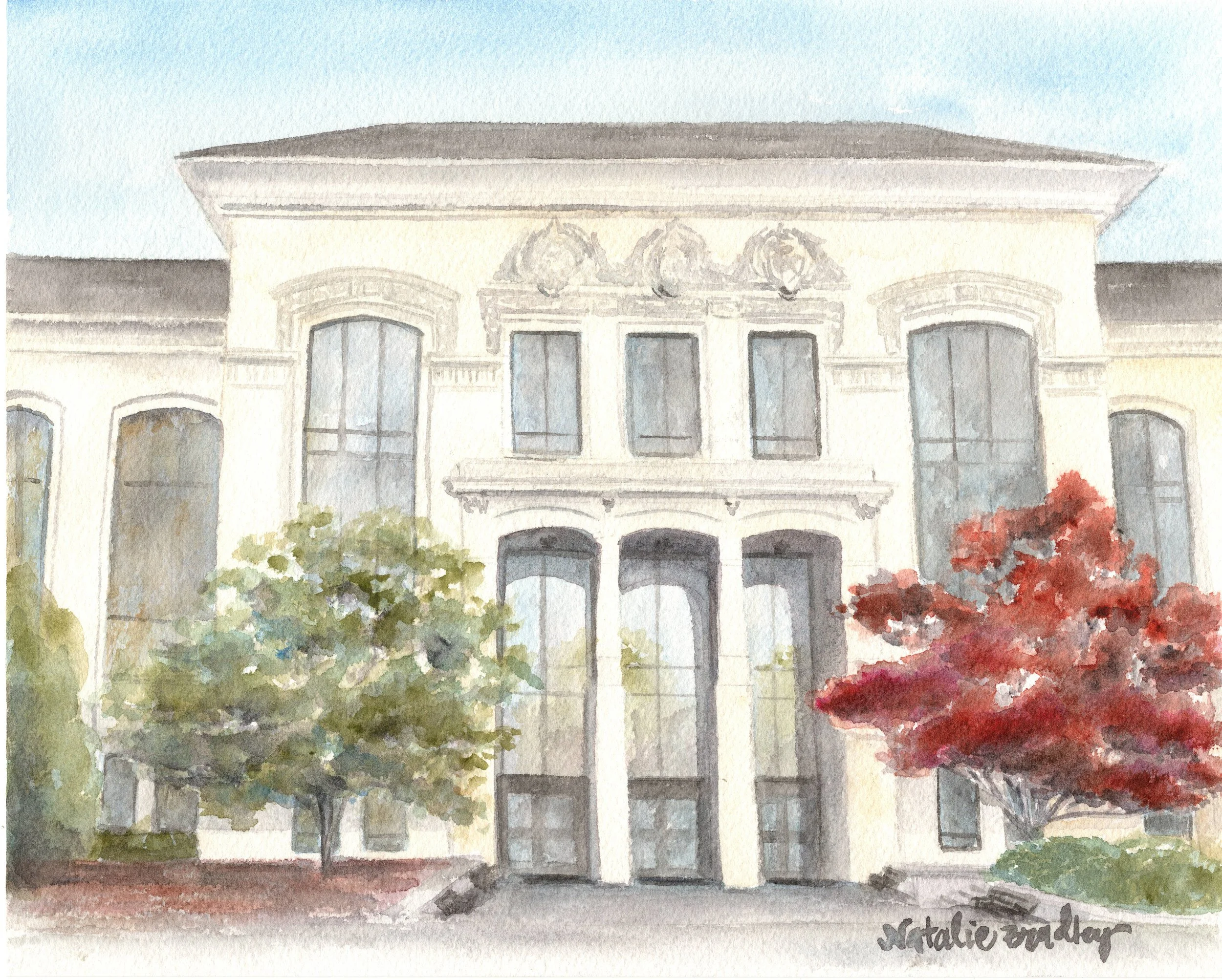 UGA Conner Hall Watercolor Print – 8×10