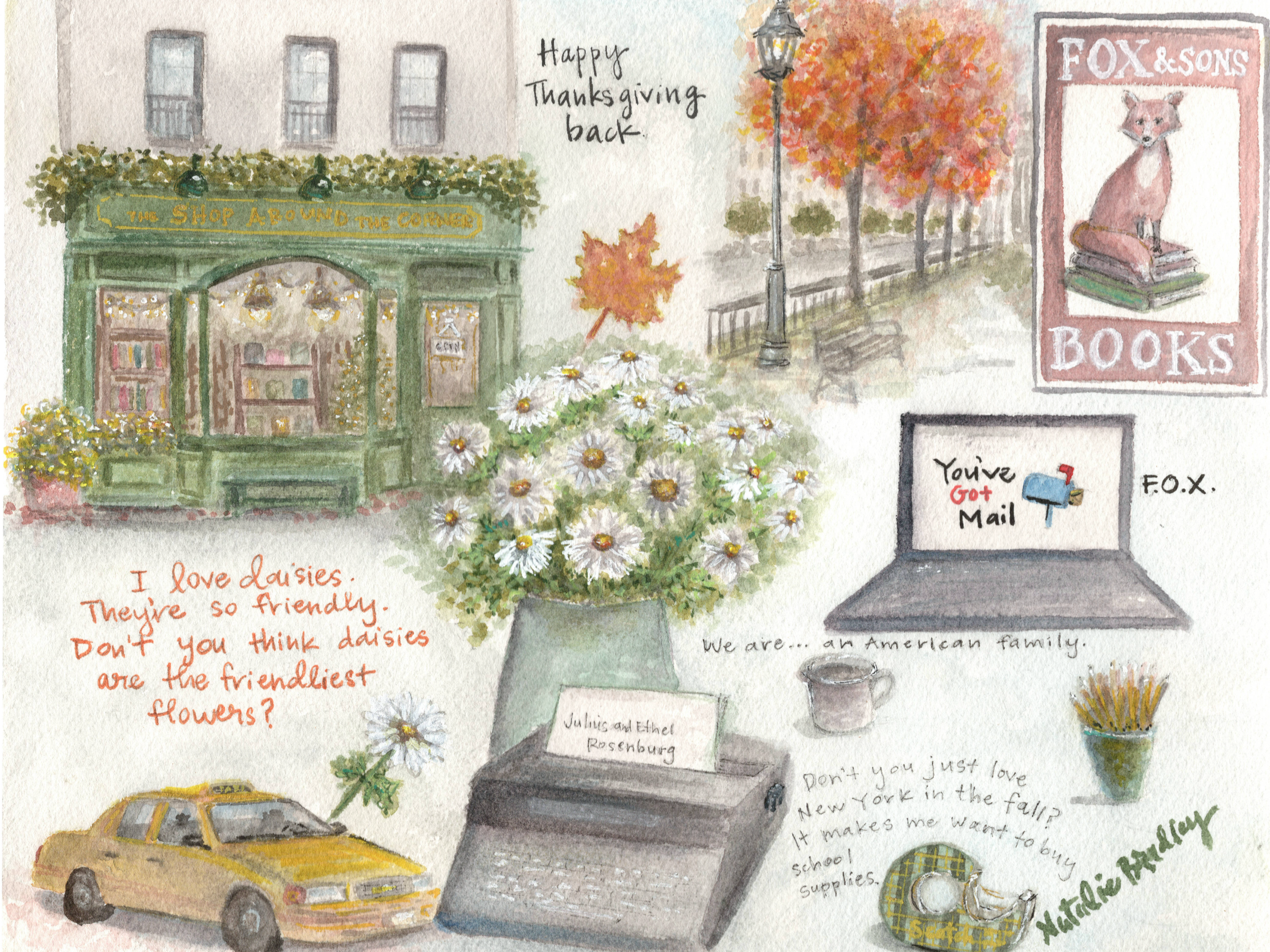 You’ve Got Mail Watercolor Print | Fall Movie Art