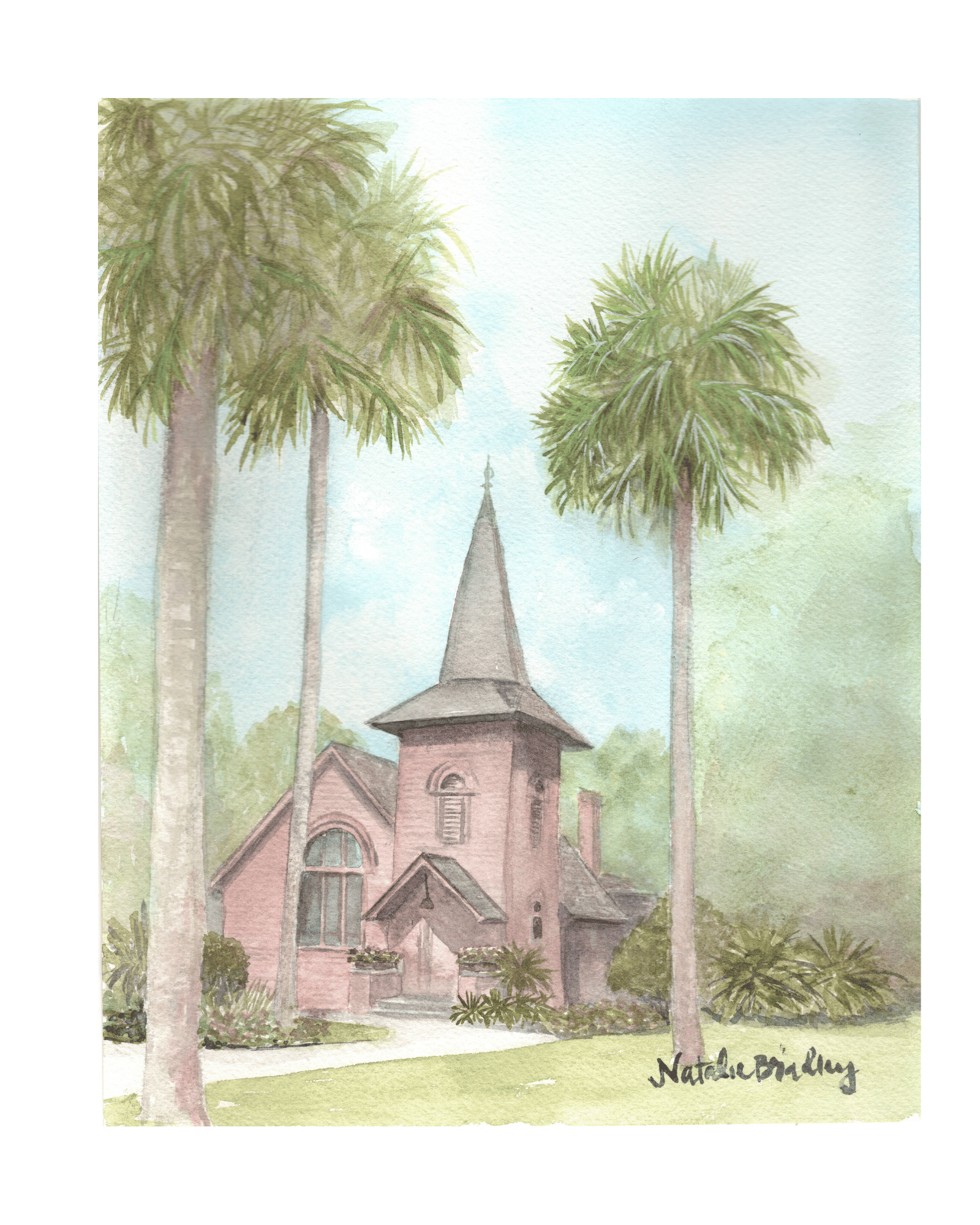 Faith Chapel on Jekyll Island Watercolor Print – 8×10