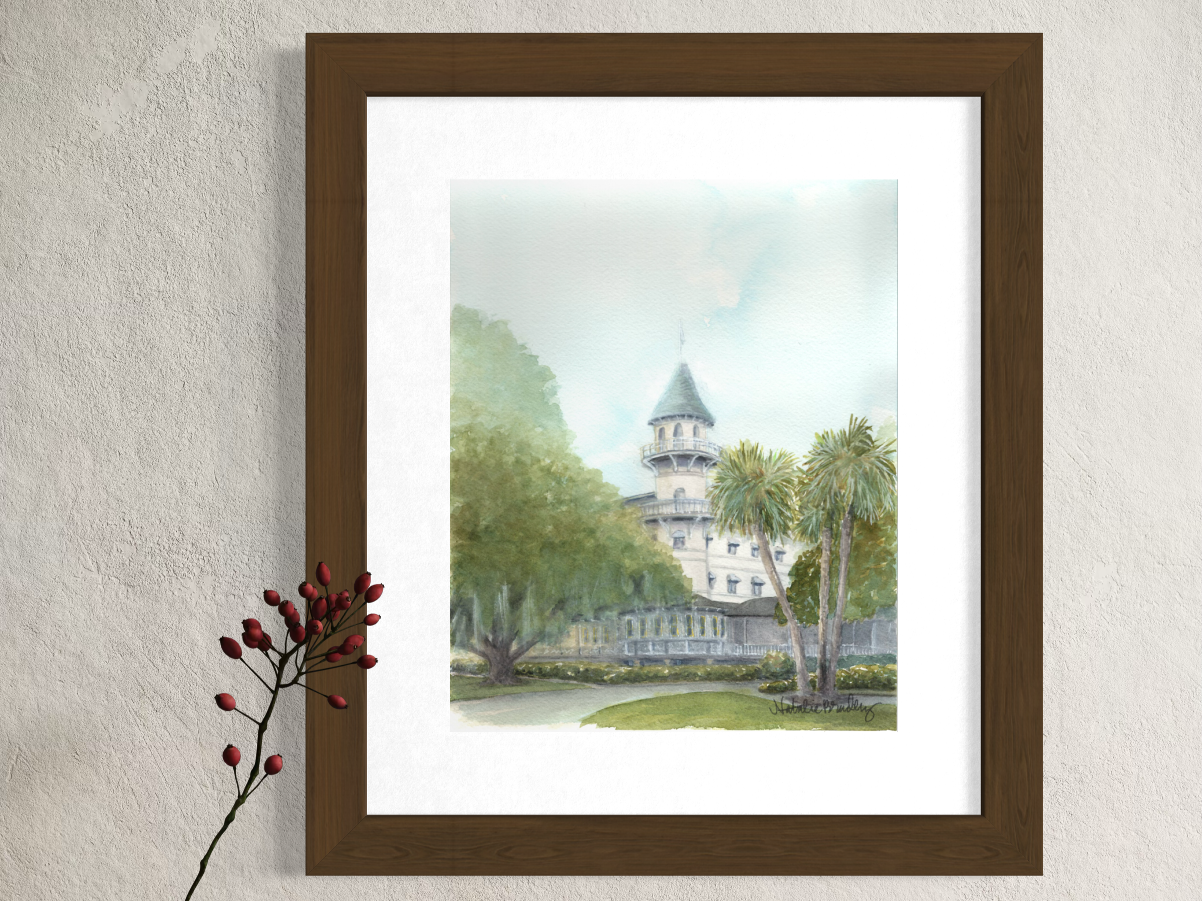 Watercolor painting of Jekyll Island Club Resort on Jekyll Island, Georgia Natalie Bradley.png
