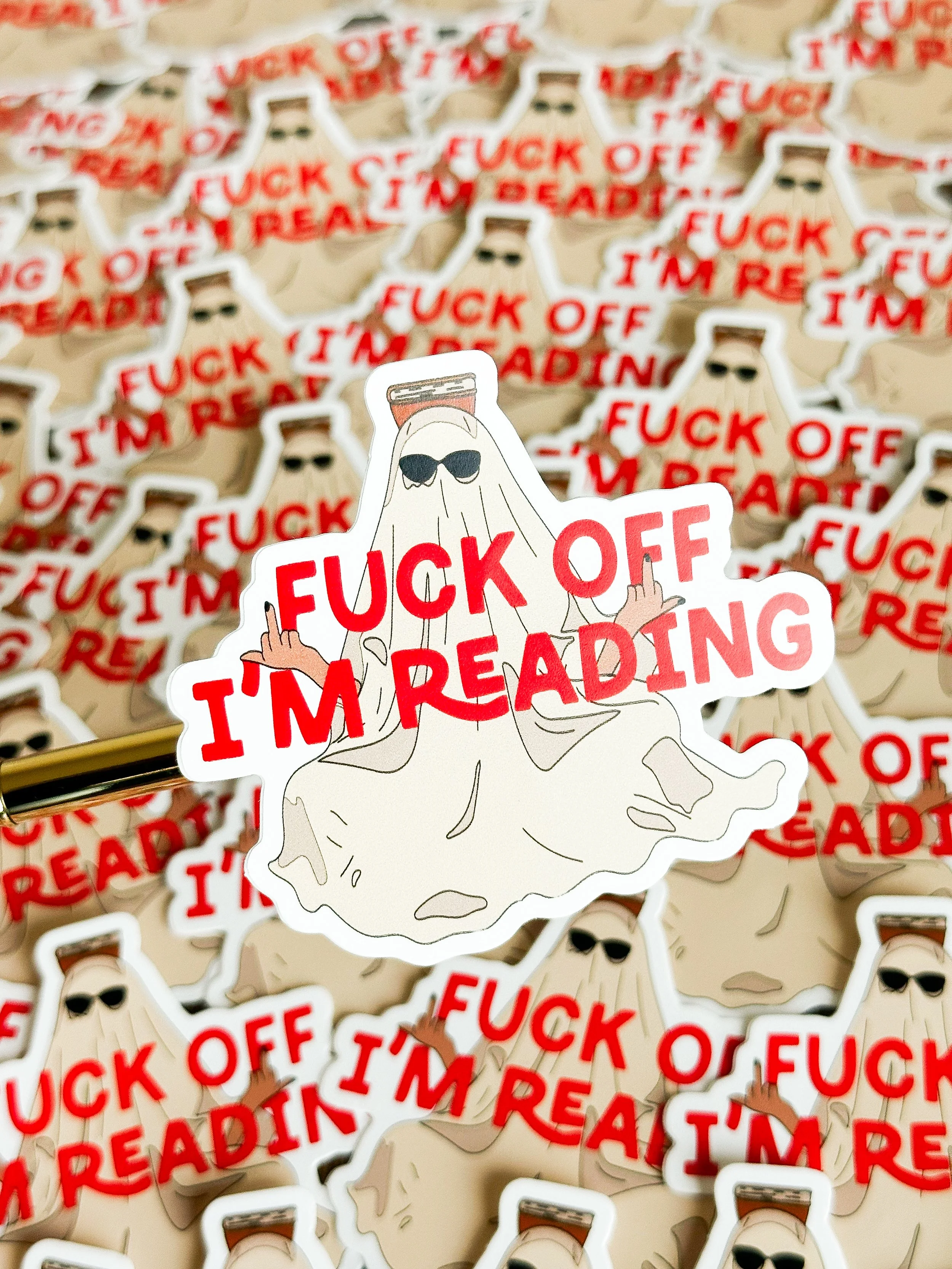 Fuck off im reading bookish ghost sticker.JPG