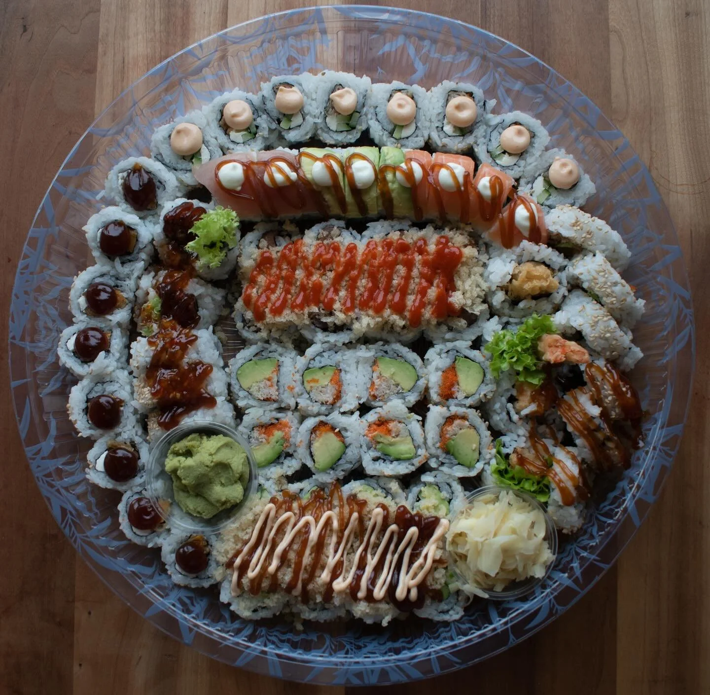Our March Platter is here! Featuring our newest creations a Double Salmon &amp; Tuna Caterpillar, alongside a Creamy Tempura Crab roll. The March platter includes the following 9 rolls (63pcs):

-Double Tuna &amp; Salmon Caterpillar Roll (8pcs)
-Crea