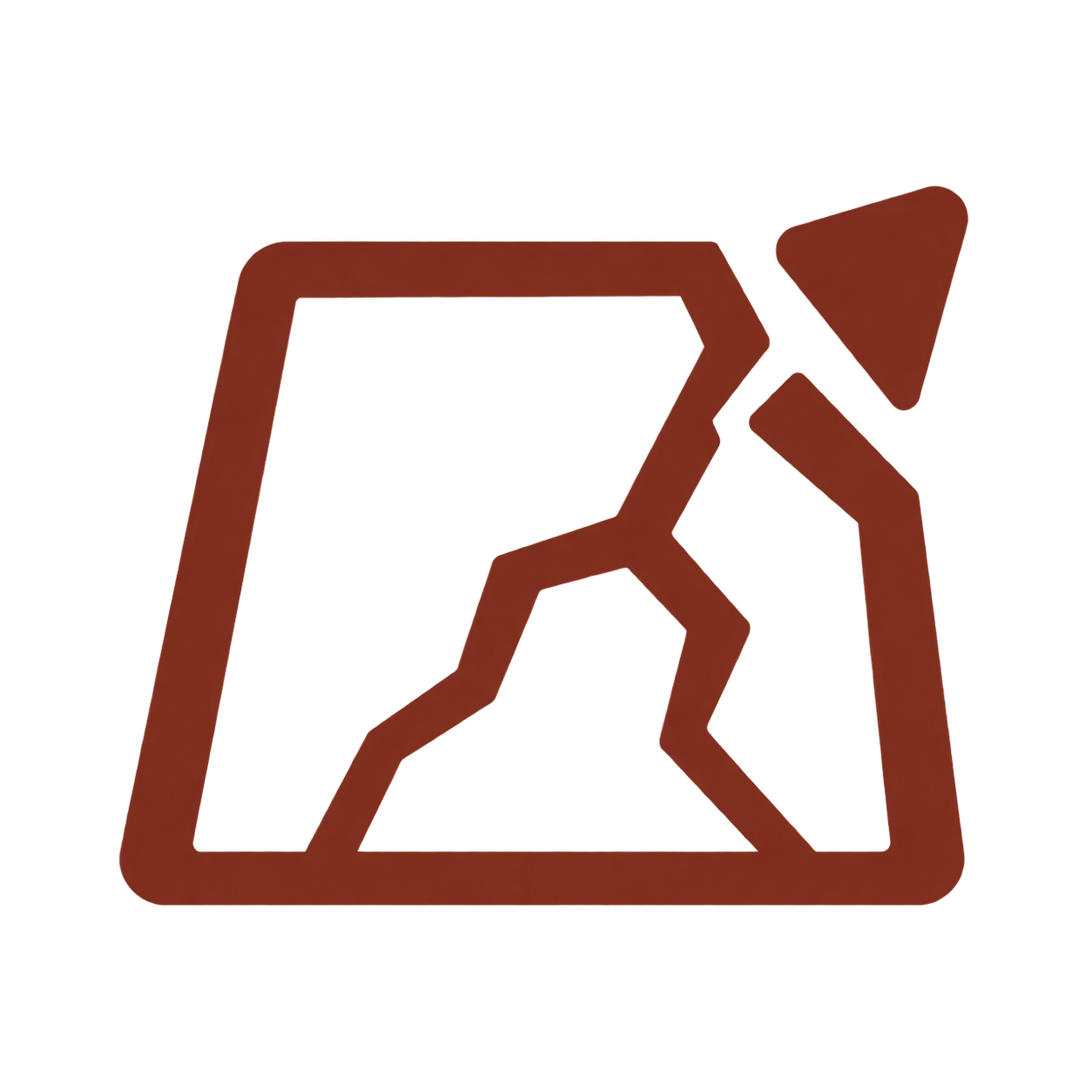 Broken glass pane icon representing cracked, damaged and replacement glass services.