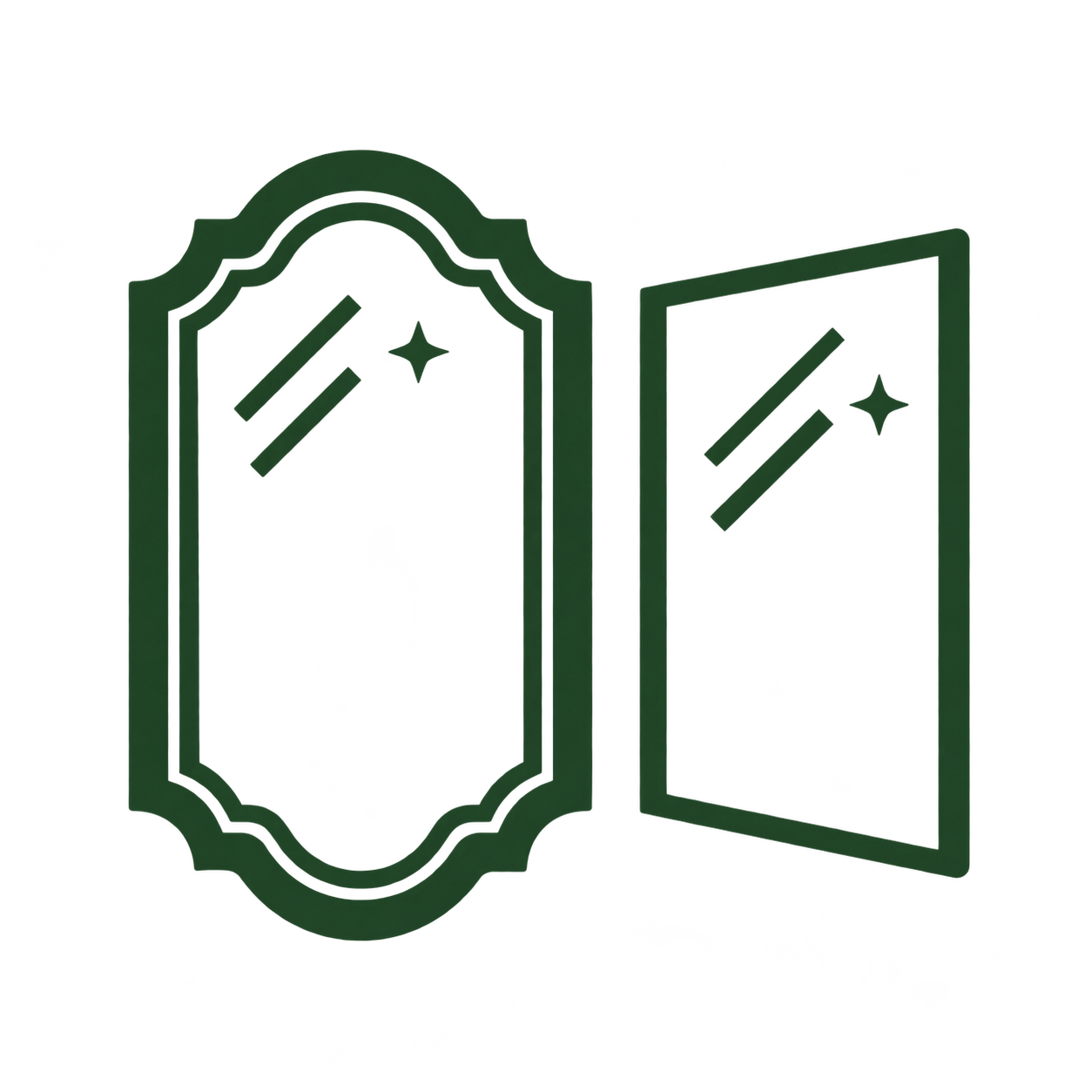 Decorative and rectangular mirror icon representing custom-cut glass and mirror services.