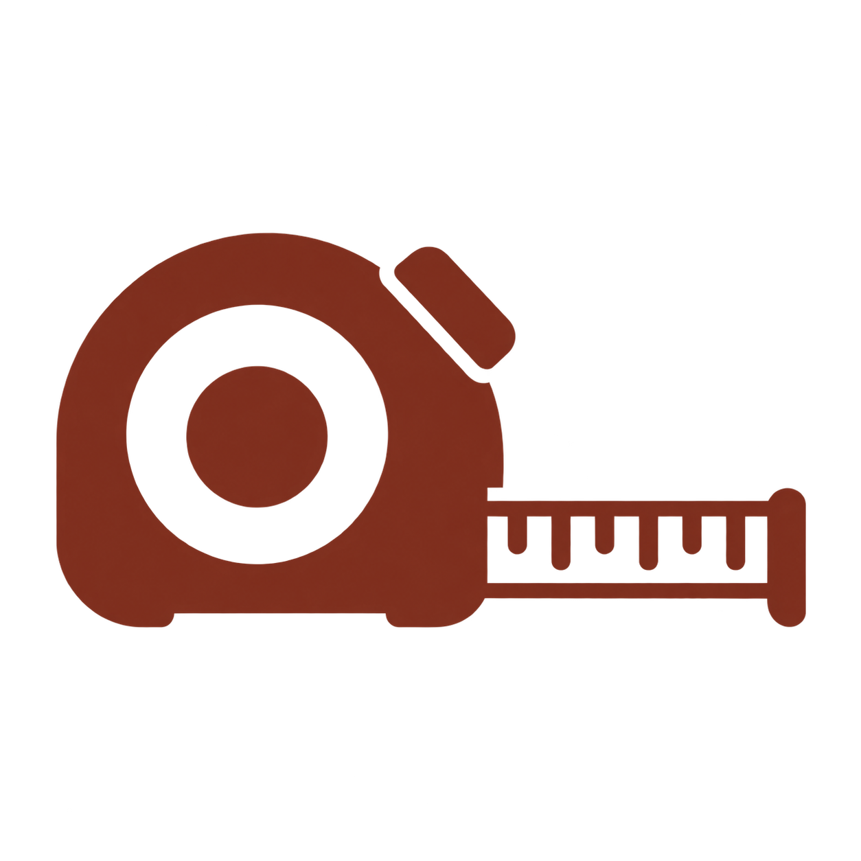 Tape measure icon representing professional measurement for custom glass, mirrors and screens.