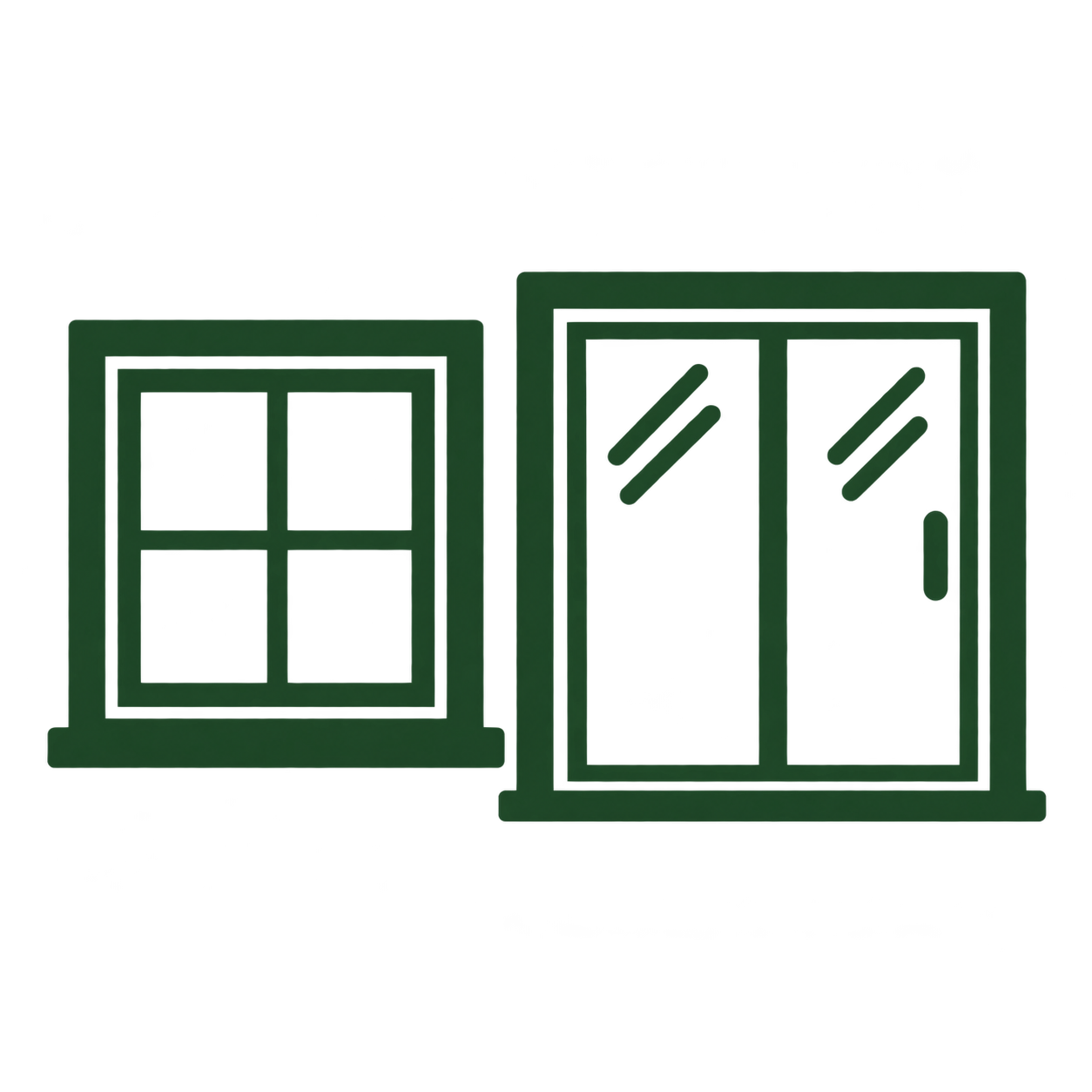 Window and glass door icon representing window glass and door glass replacement services.