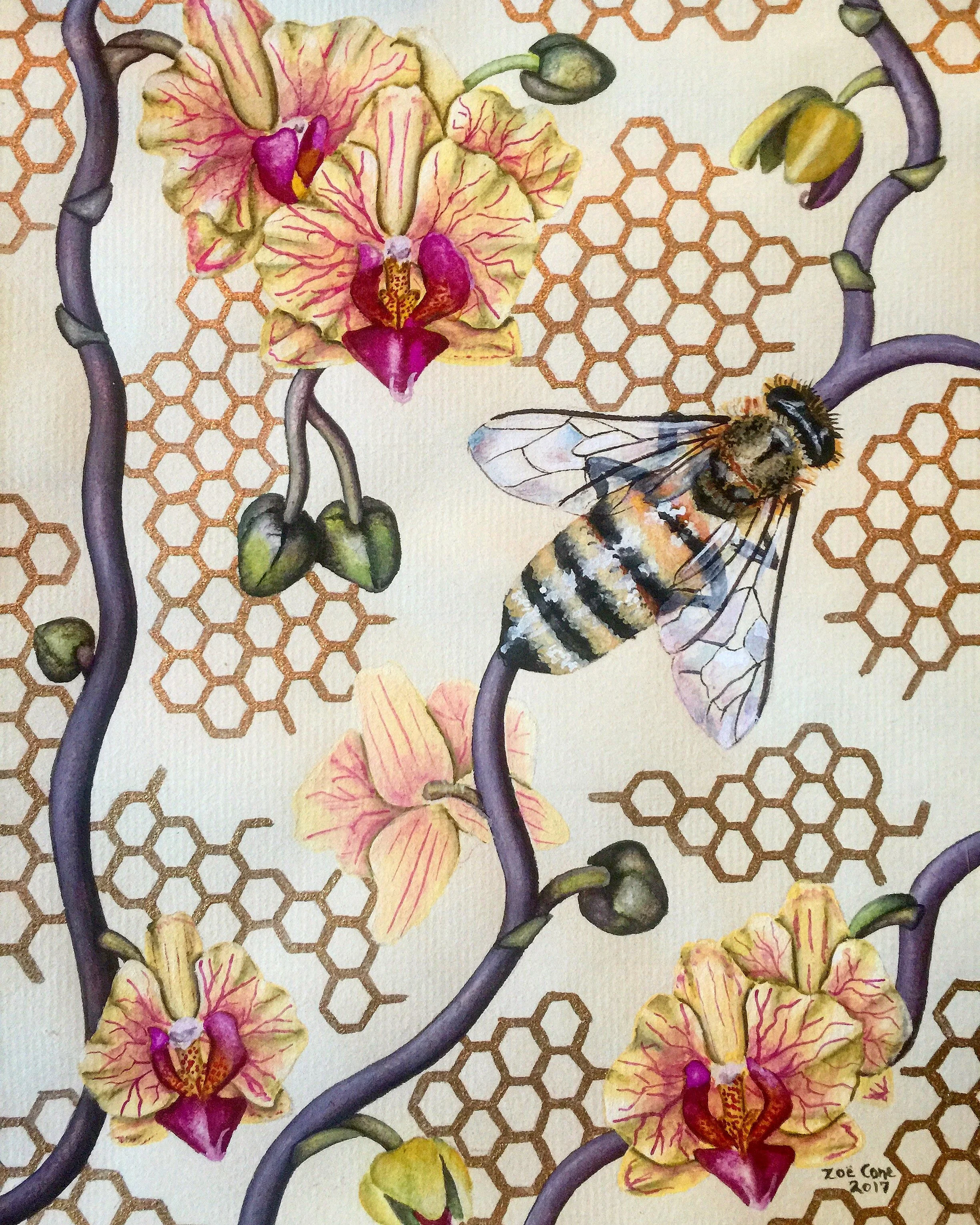 In Her Garden 8.5" x 10" Watercolor, Gouache on Paper