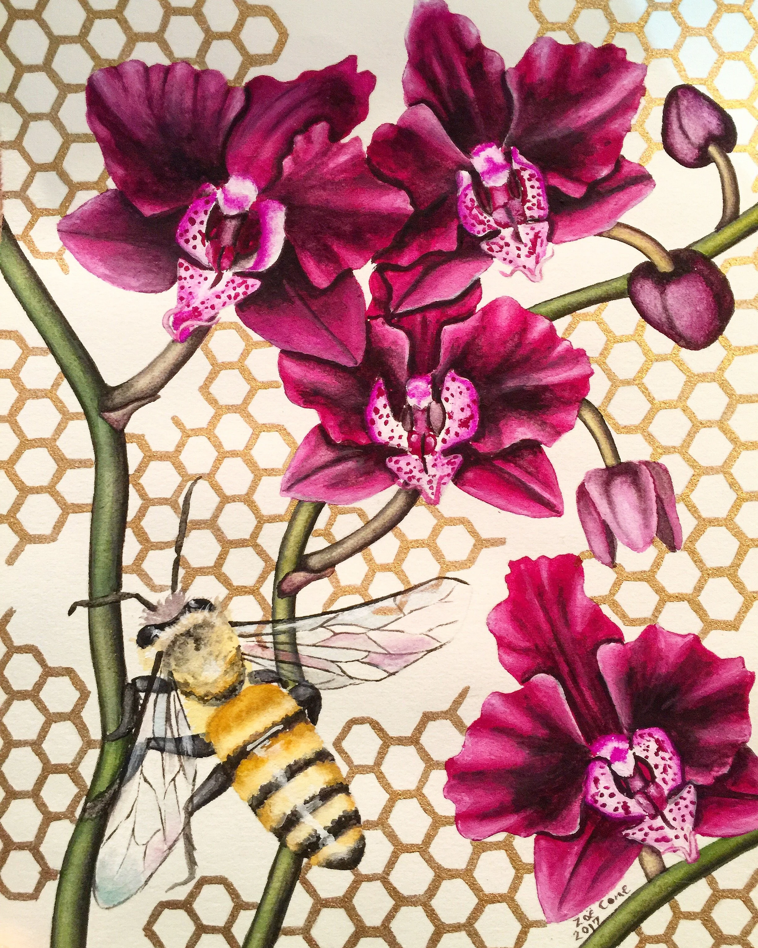 Quiet Hum 8.5" x 11" Watercolor, Gouache on Paper