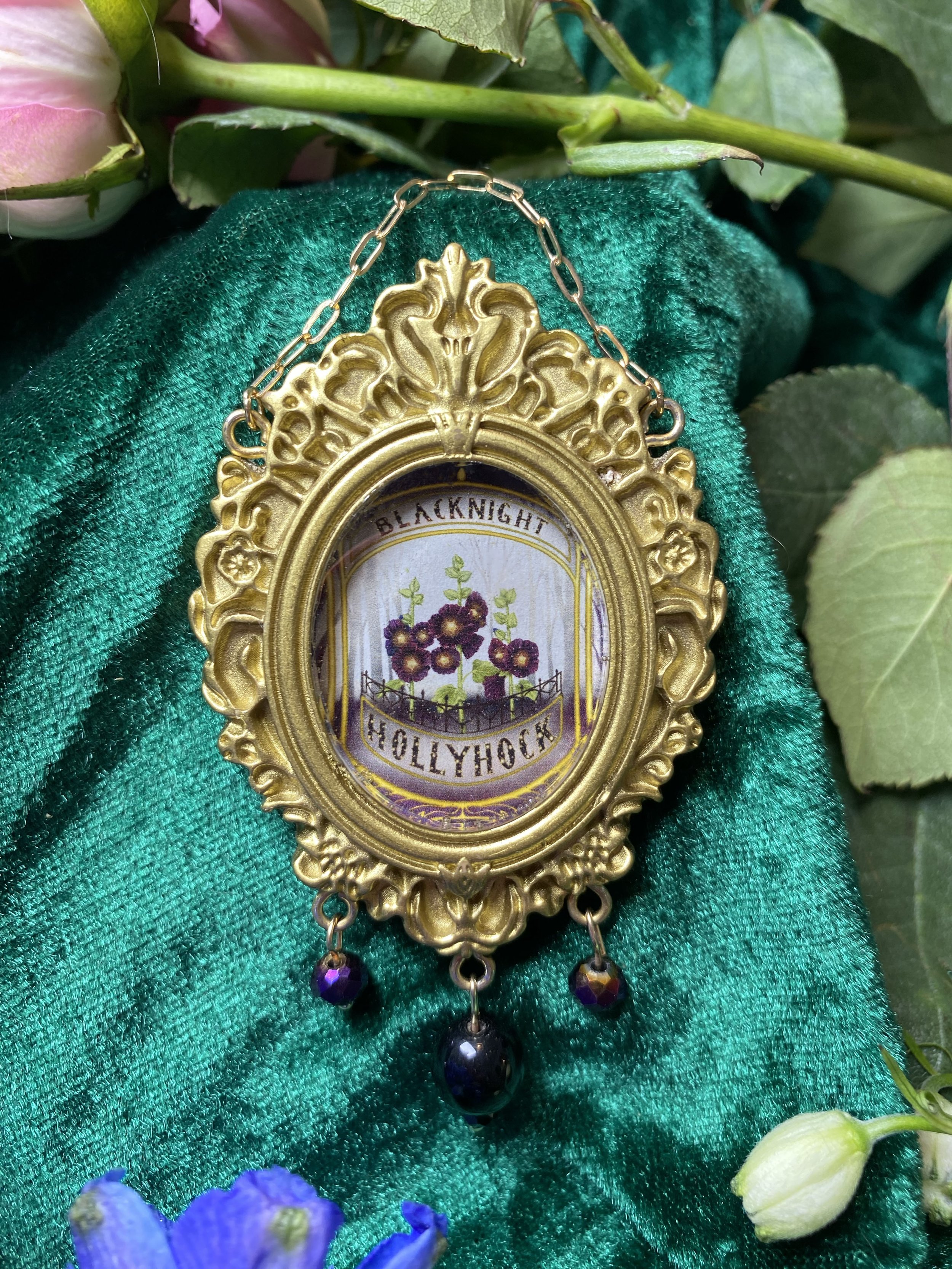 Black Night Hollyhock Wall Jewel