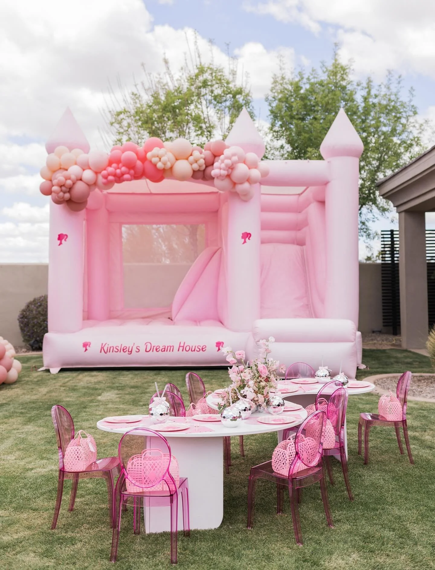 Come on Barbie, Let&rsquo;s Go Party 🩷 @createandinflateevents designed the prettiest pink party for the Barbie loving birthday girl. Featuring our Candyland Pink Combo, Gemma Kids Table, Evelyn Kids Table, Annie Kids Chairs &amp; Sutton Kids Chairs