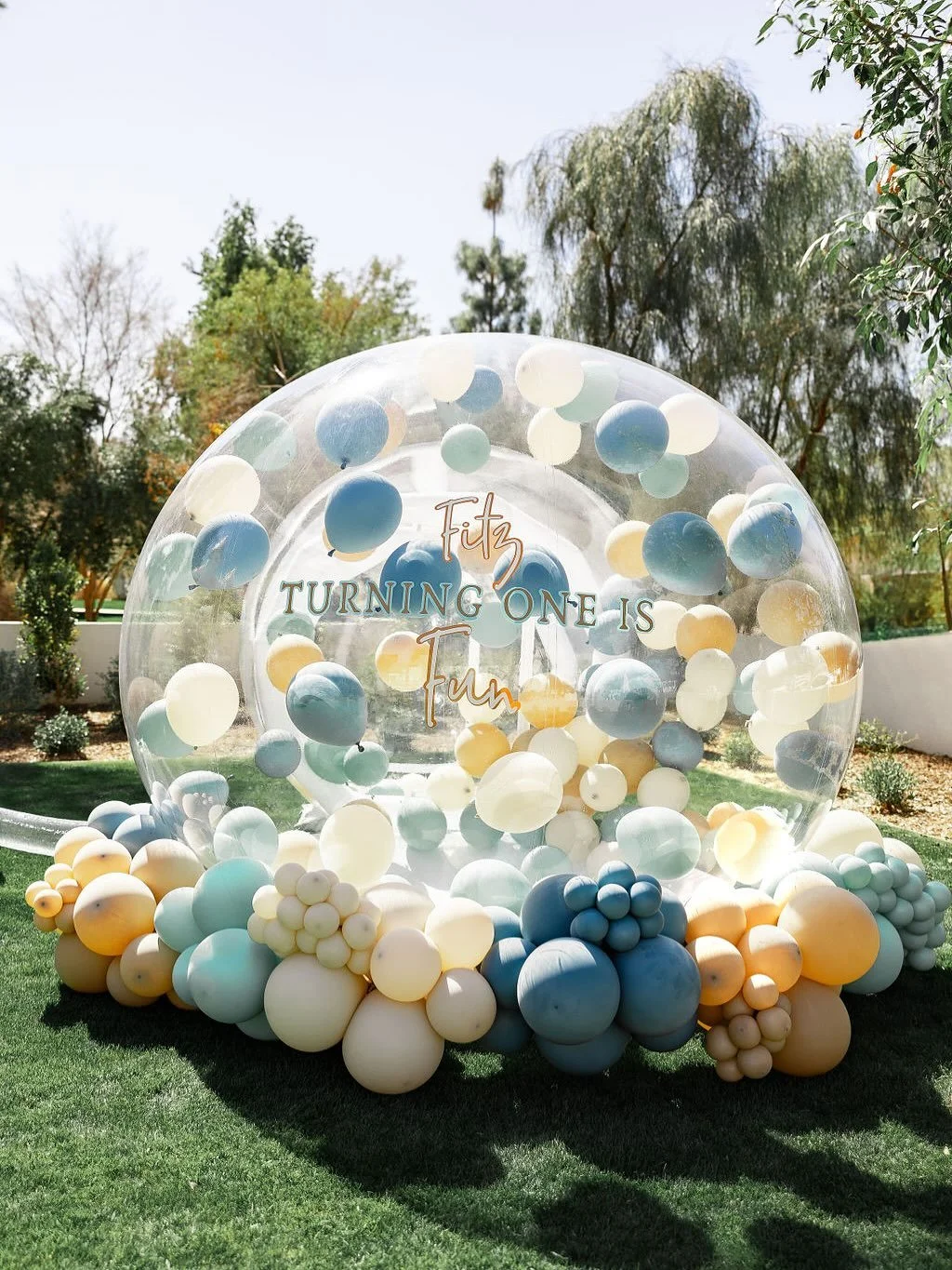 The most magical party for Fitz &amp; Friends 🧸 designed by the amazing @createandinflateevents gals featuring our Bubble House and The Wyatt - White Castle Combo!