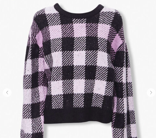 checked pink sweater