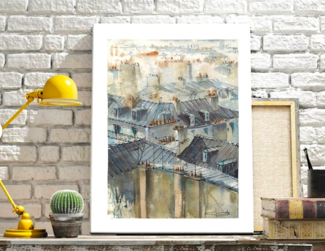 Watercolors, Rooftops of Paris