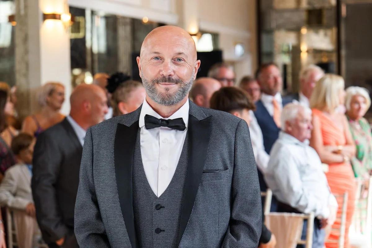 groom waiting for his bride to arrive