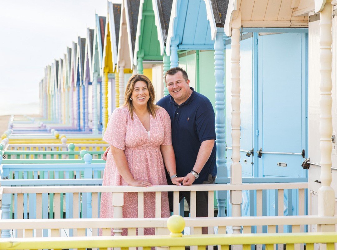 Spent a fantastic evening with these two at West Mersea! They booked me two years ago, and now their wedding is just around the corner &ndash; so it was exciting to finally meet up for their engagement portraits! 

We had to reschedule due to rain or