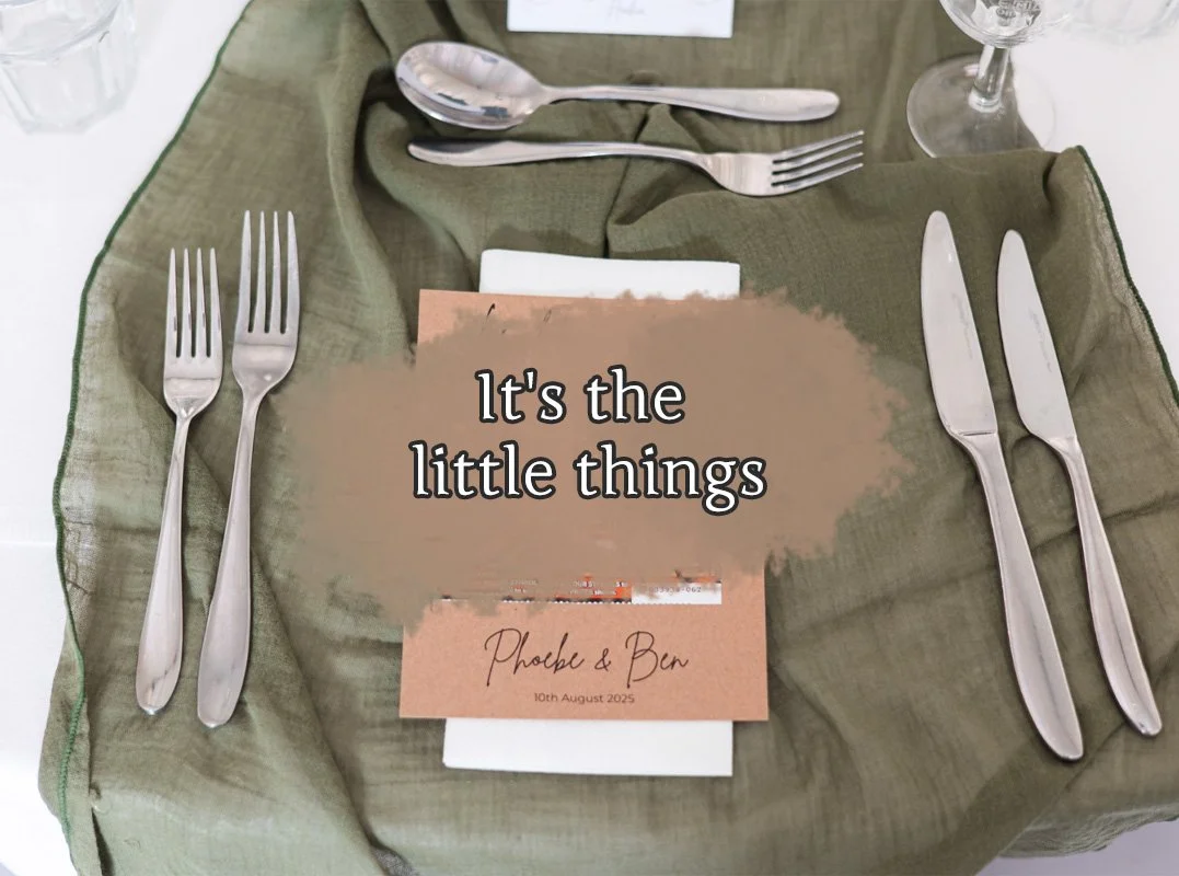 You don&rsquo;t have to plan lots of details for your wedding. Your day will still be beautiful without them.

But when you choose details that feel personal - things that reflect you, your story, or the people you love - they really do add something