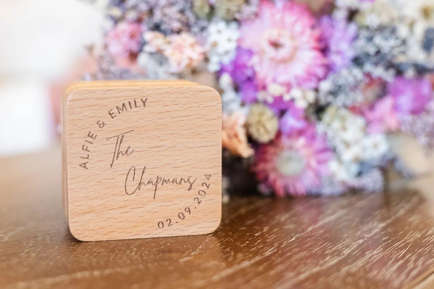 personalised ring box at Ipswich registry office wedding