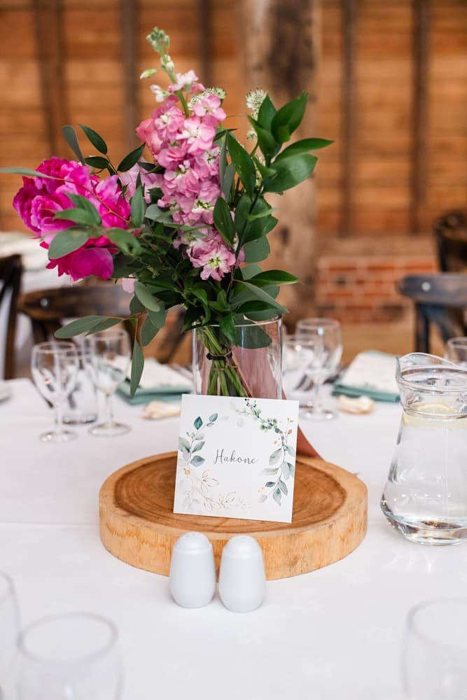 flowers on reception table