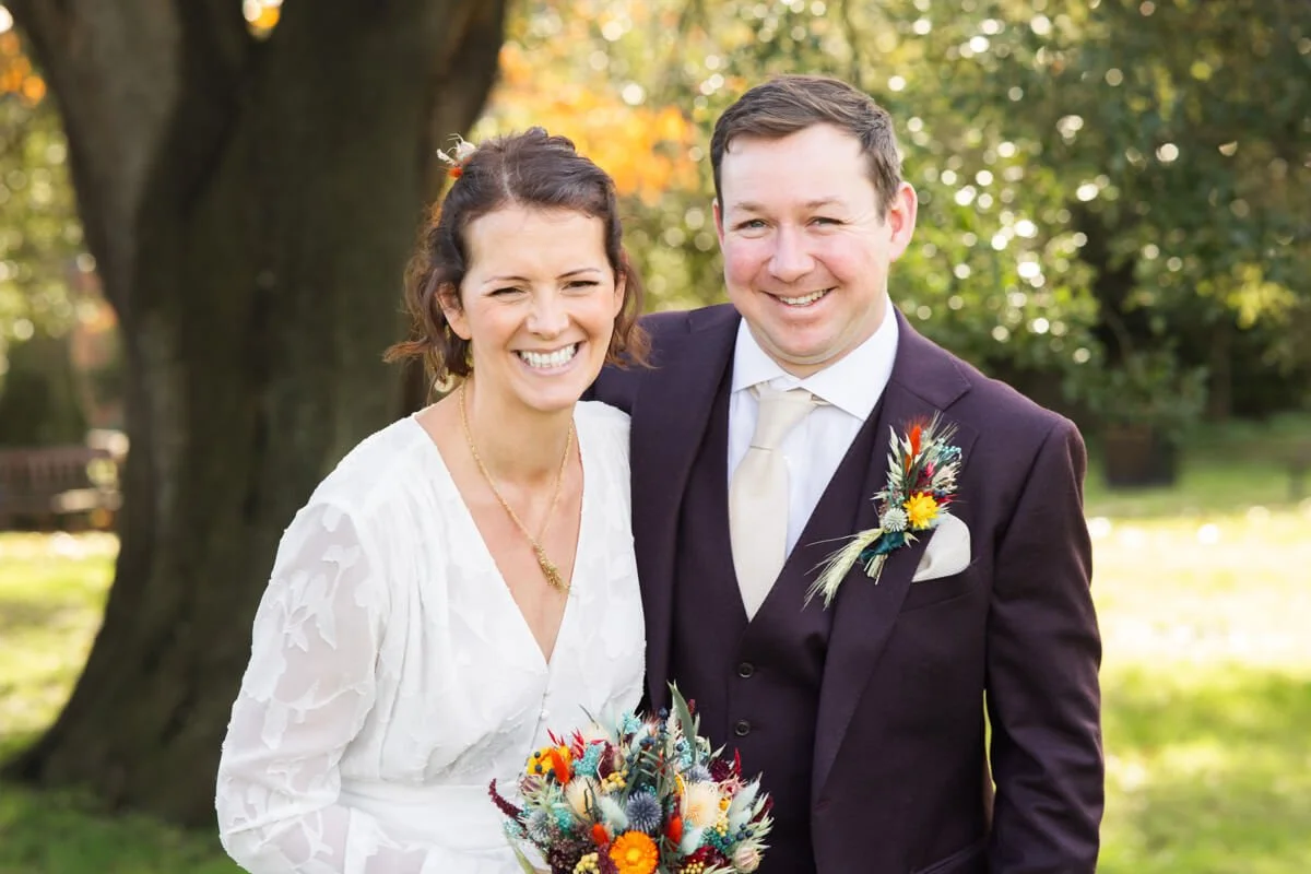 natural portrait of a bride and groom