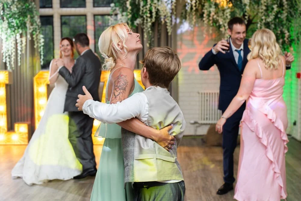 guests dancing at wedding