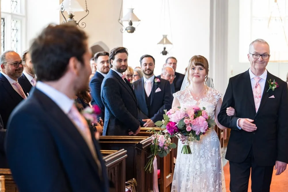 Bride's entrance to church wedding ceremony