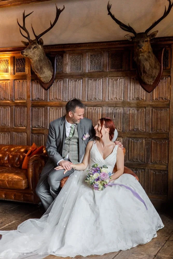 wedding portrait inside manor house