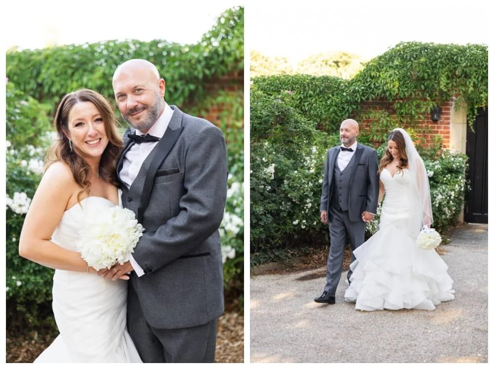 two portraits of wedding couple outside greyfriars colchester