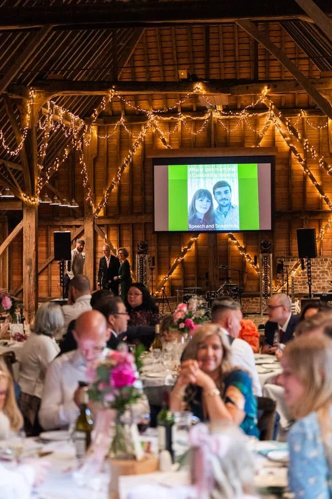 bride's parent speech using powerpoint on screen
