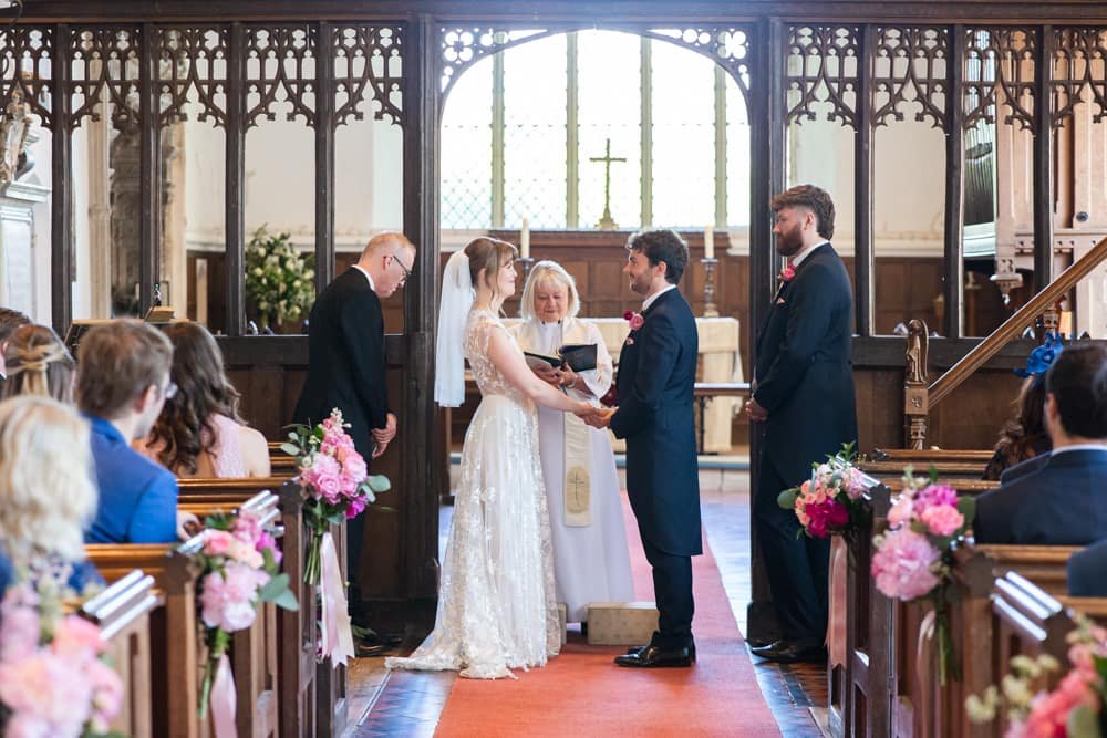 wedding ceremony at layer marney church