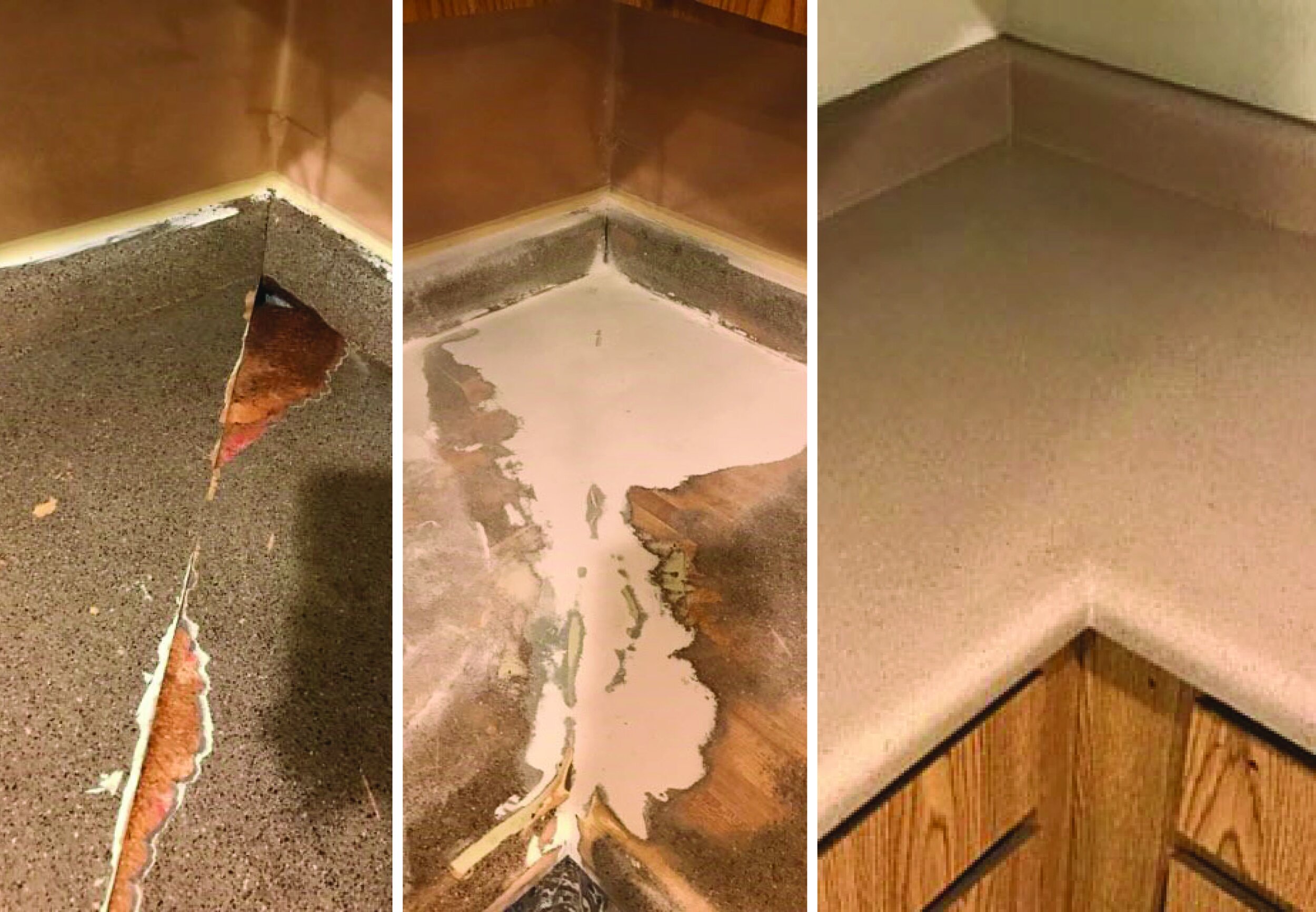   Most swollen water damaged countertops are no problem for our experienced technicians.  