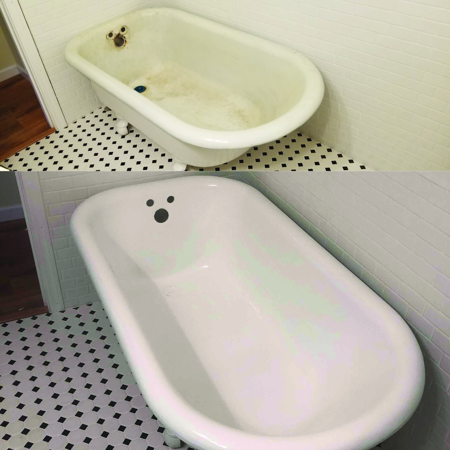   Old claw foot tubs look amazing with some minor repair of rust damages and chips and a little resurfacing.  