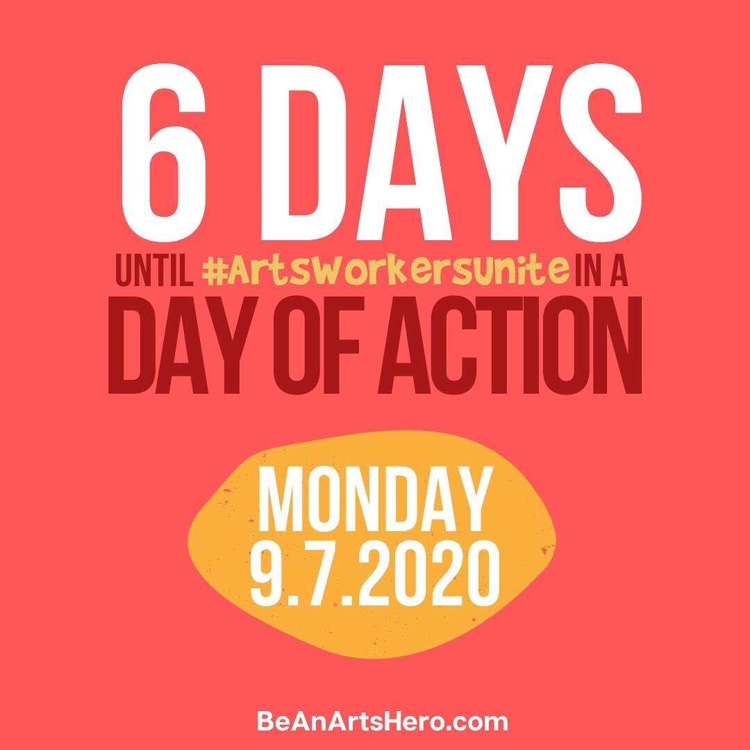 There are just SIX DAYS until our #ArtsWorkersUnite day of action. Stay tuned for more details &amp; ways to act!

#ArtsHero #BeAnArtsHero #SaveTheArtsEconomy #ExtendPUA #ExtendFPUC