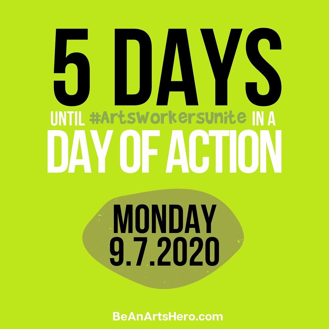 #ArtsWorkersUnite in just five days! Have you RSVPed to our Facebook event? No? Check it out at the link in our bio and be reminded on Monday to join us!

#ArtsHero #BeAnArtsHero #SaveTheArts #SaveTheArtsEconomy #ExtendPUA #ExtendFPUC