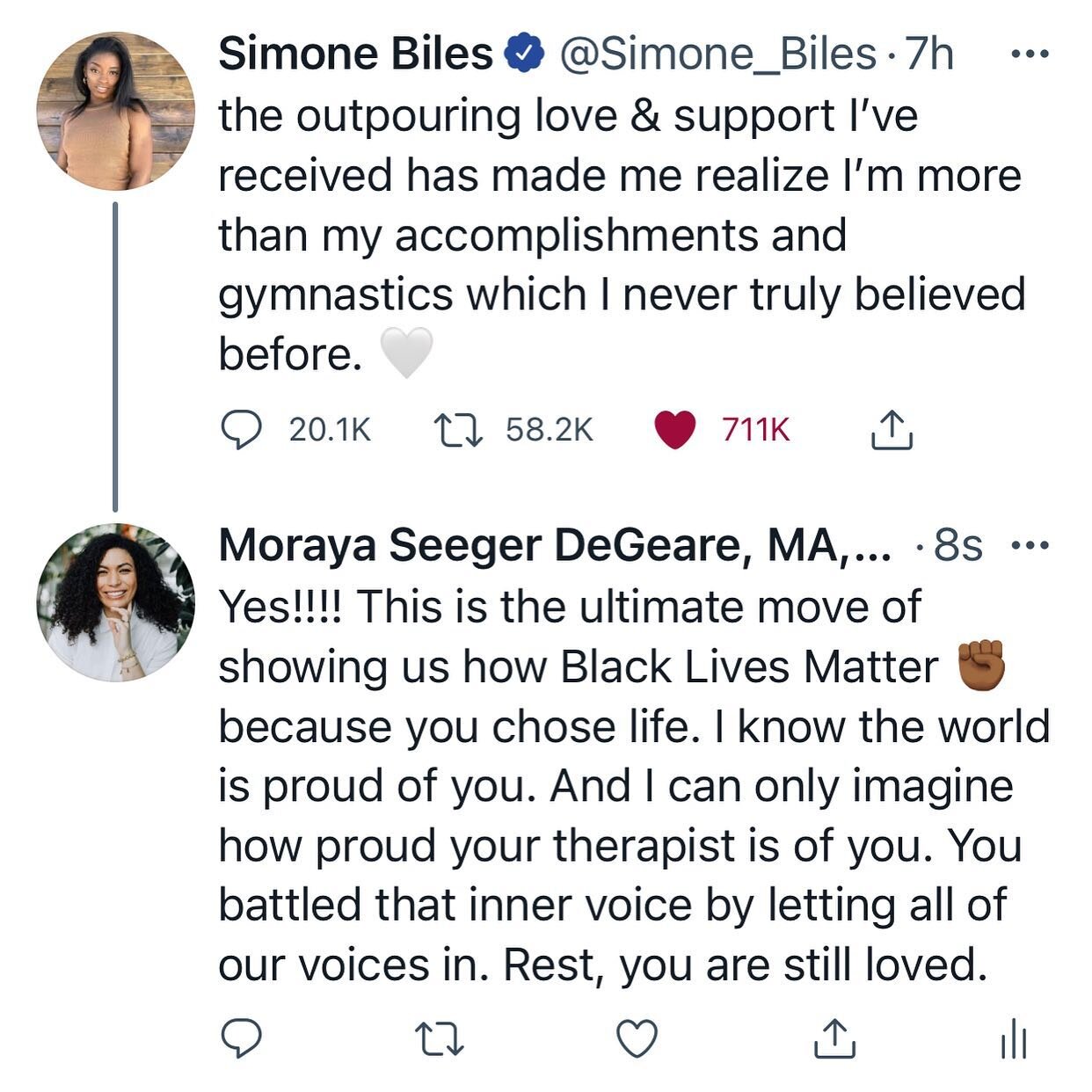 Y&rsquo;all I woke to see this @simonebiles tweet and I cried. I cried for her. I cried for you. I spend HOURS everyday in therapy basically screaming (with love) at people, especially Black women and queer humans saying you are loved. You don&rsquo;