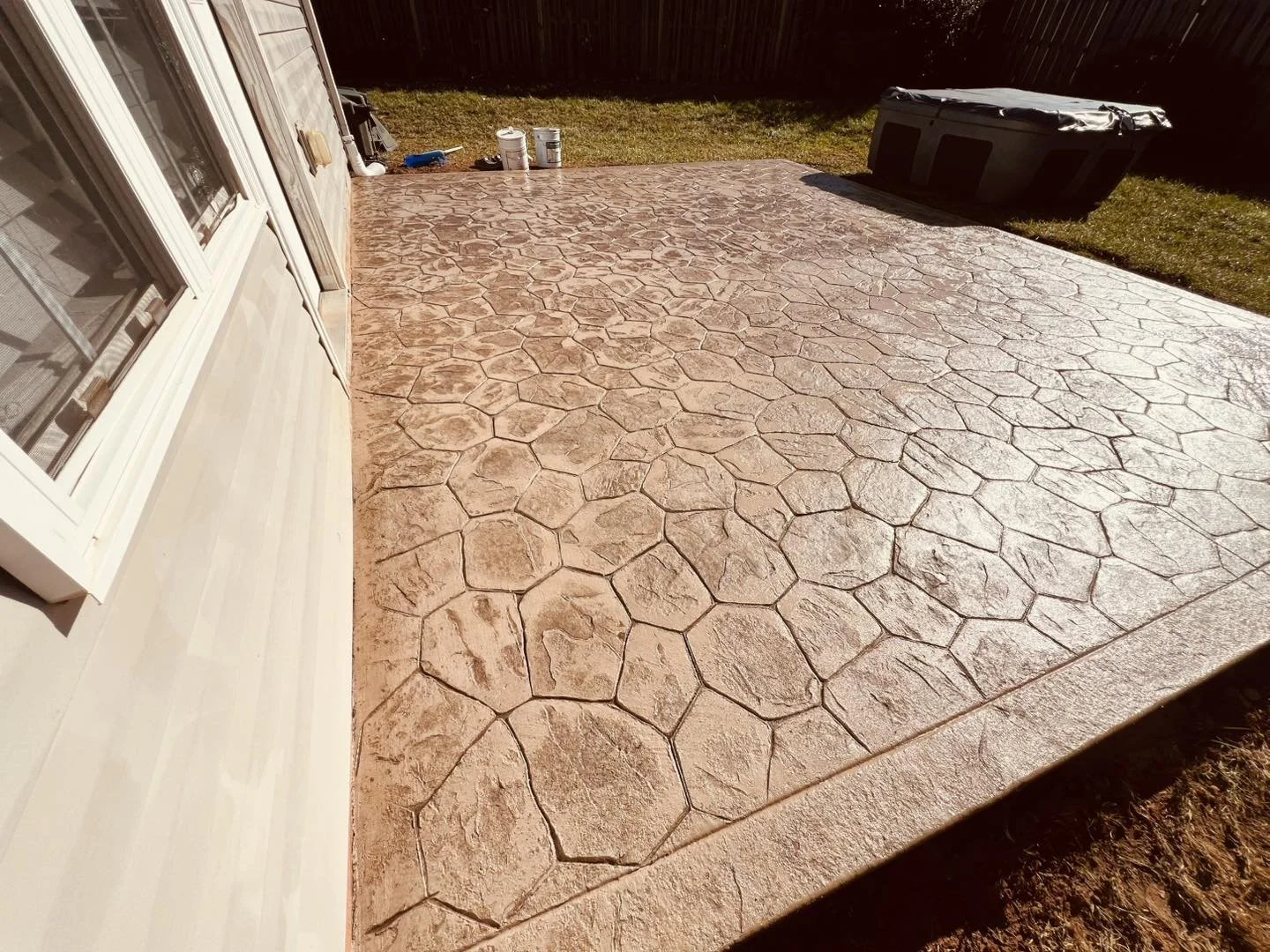 Color stamped concrete patio in Mooresville NC